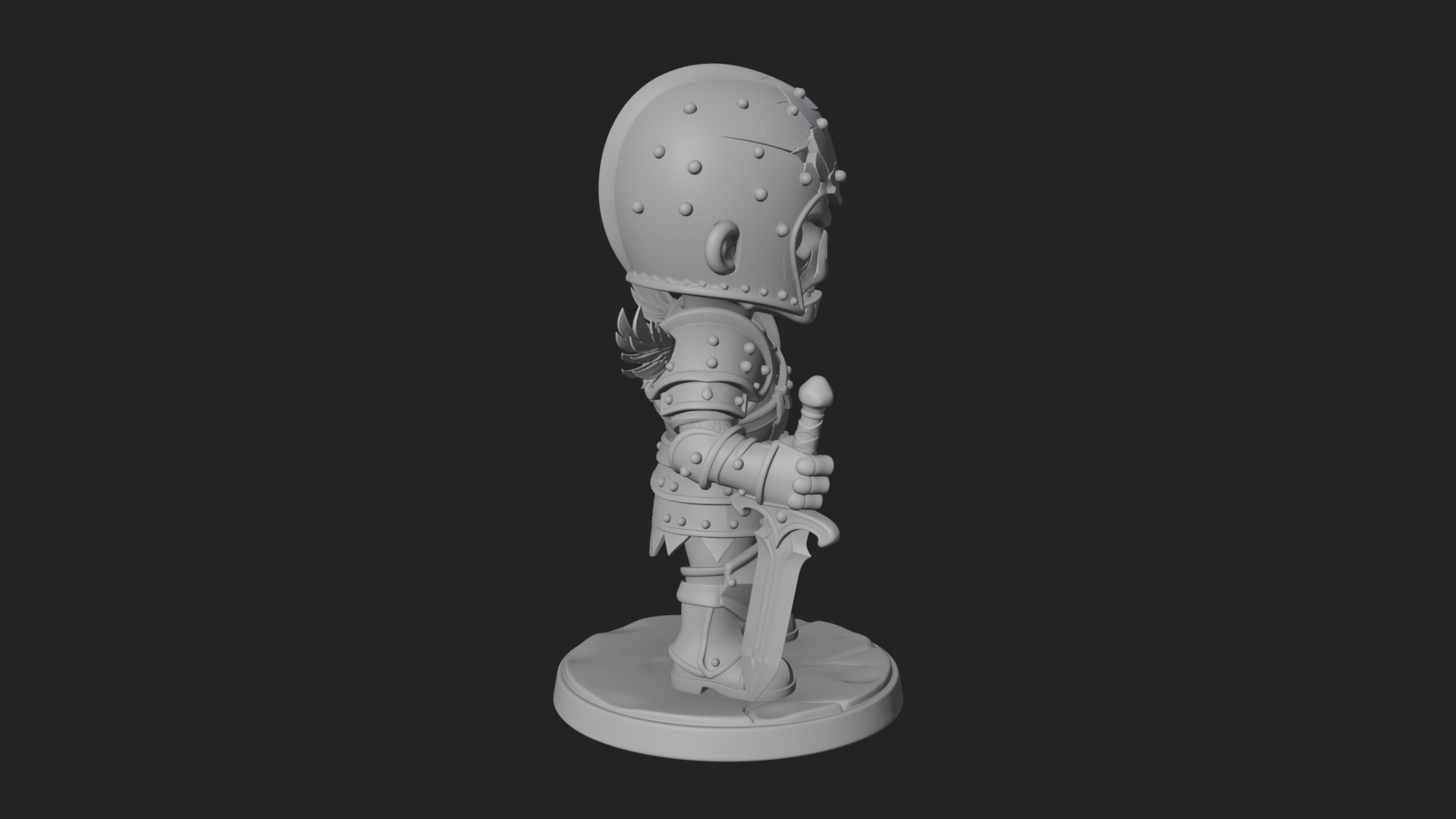 Cartoon Zombie Boy Statue Design 8 3D Print Model 3D Model