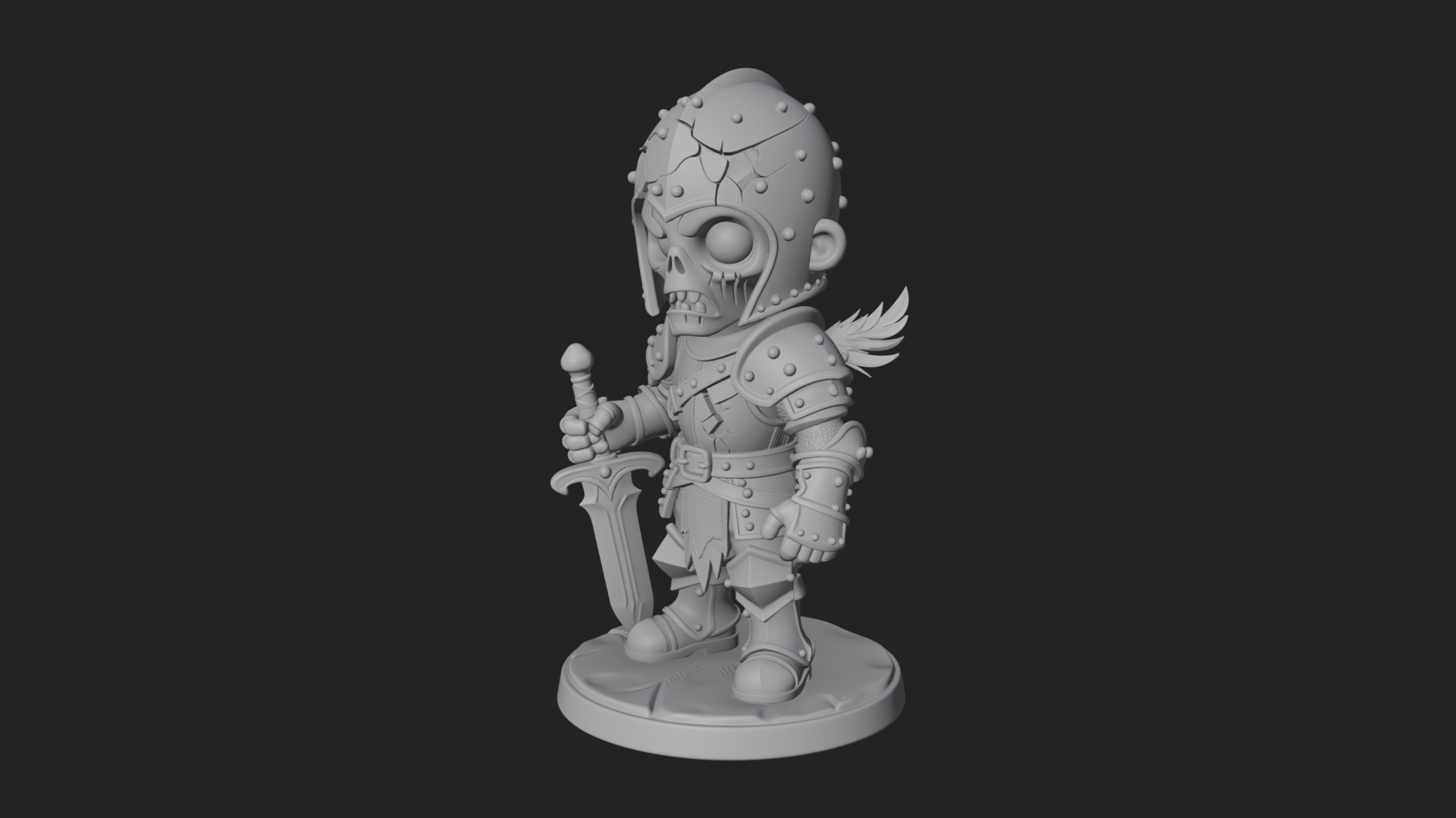 Cartoon Zombie Boy Statue Design 8 3D Print Model 3D Model