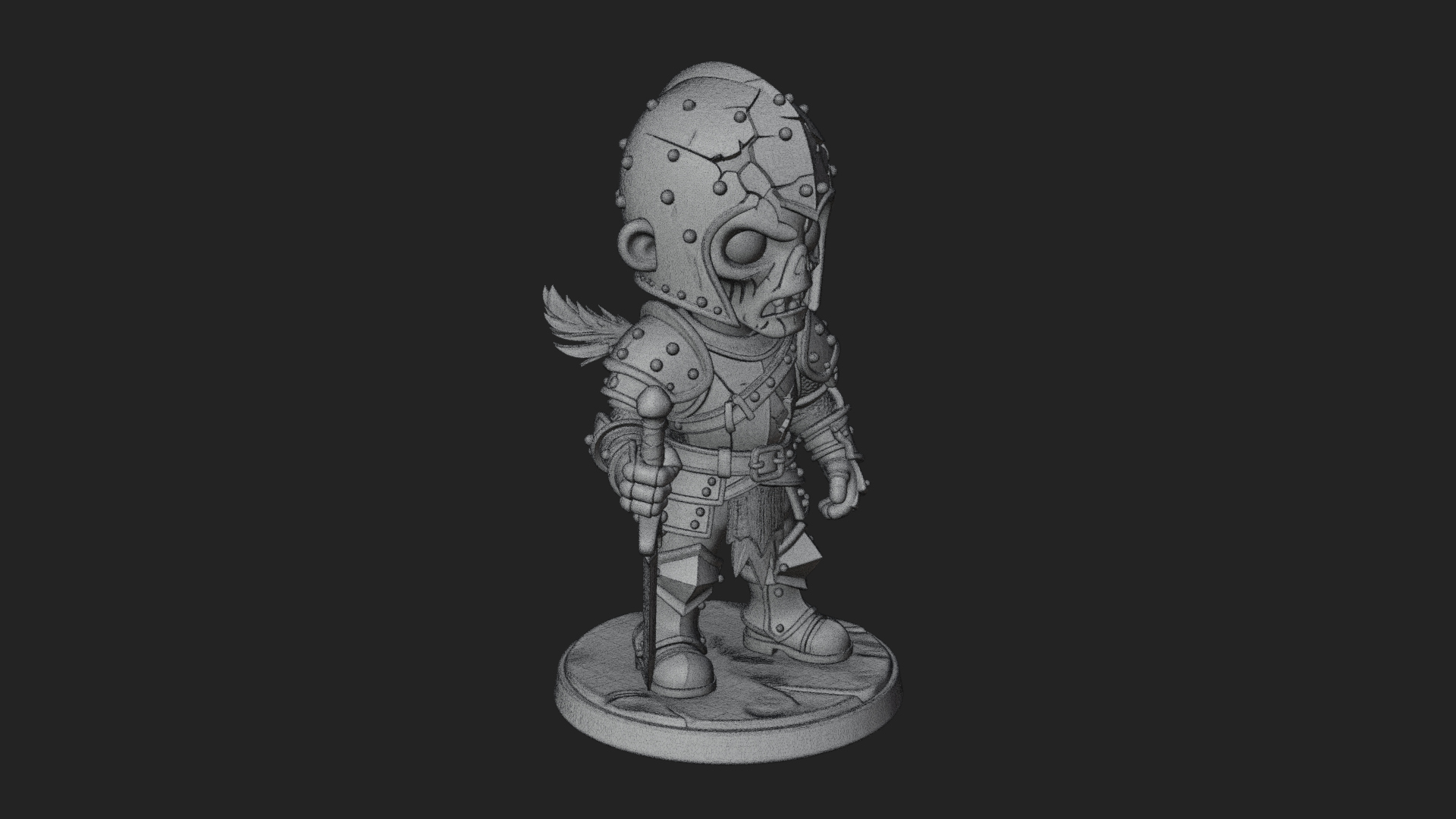Cartoon Zombie Boy Statue Design 8 3D Print Model 3D Model