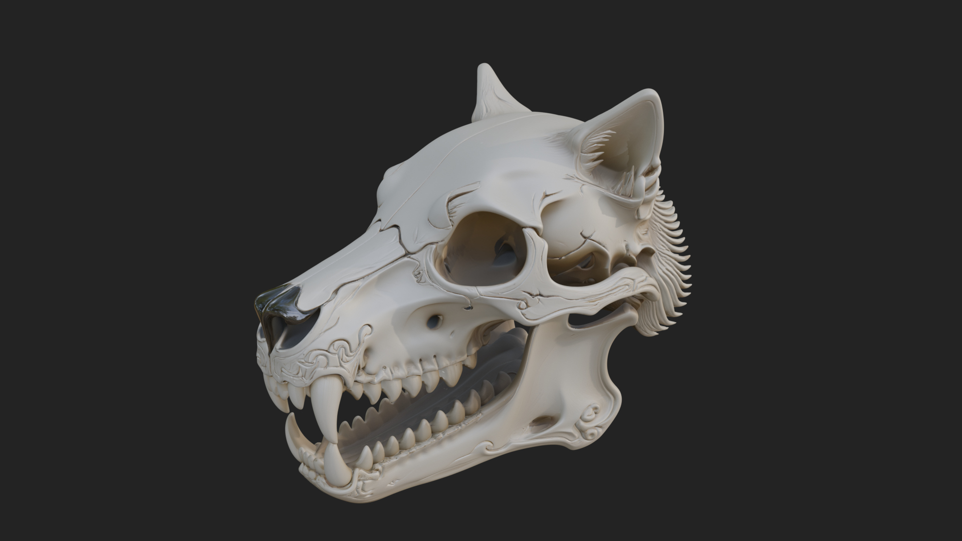 Carved Beast Skull Statue Design 1 3D Print Model 3D Model