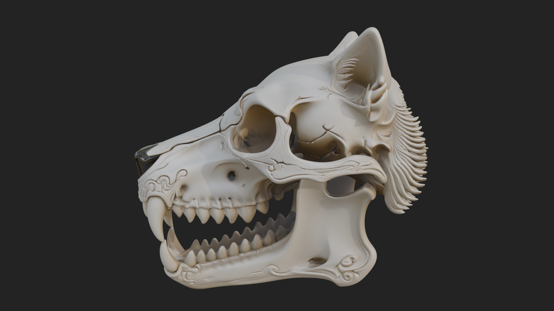 Carved Beast Skull Statue Design 1 3D Print Model 3D Model