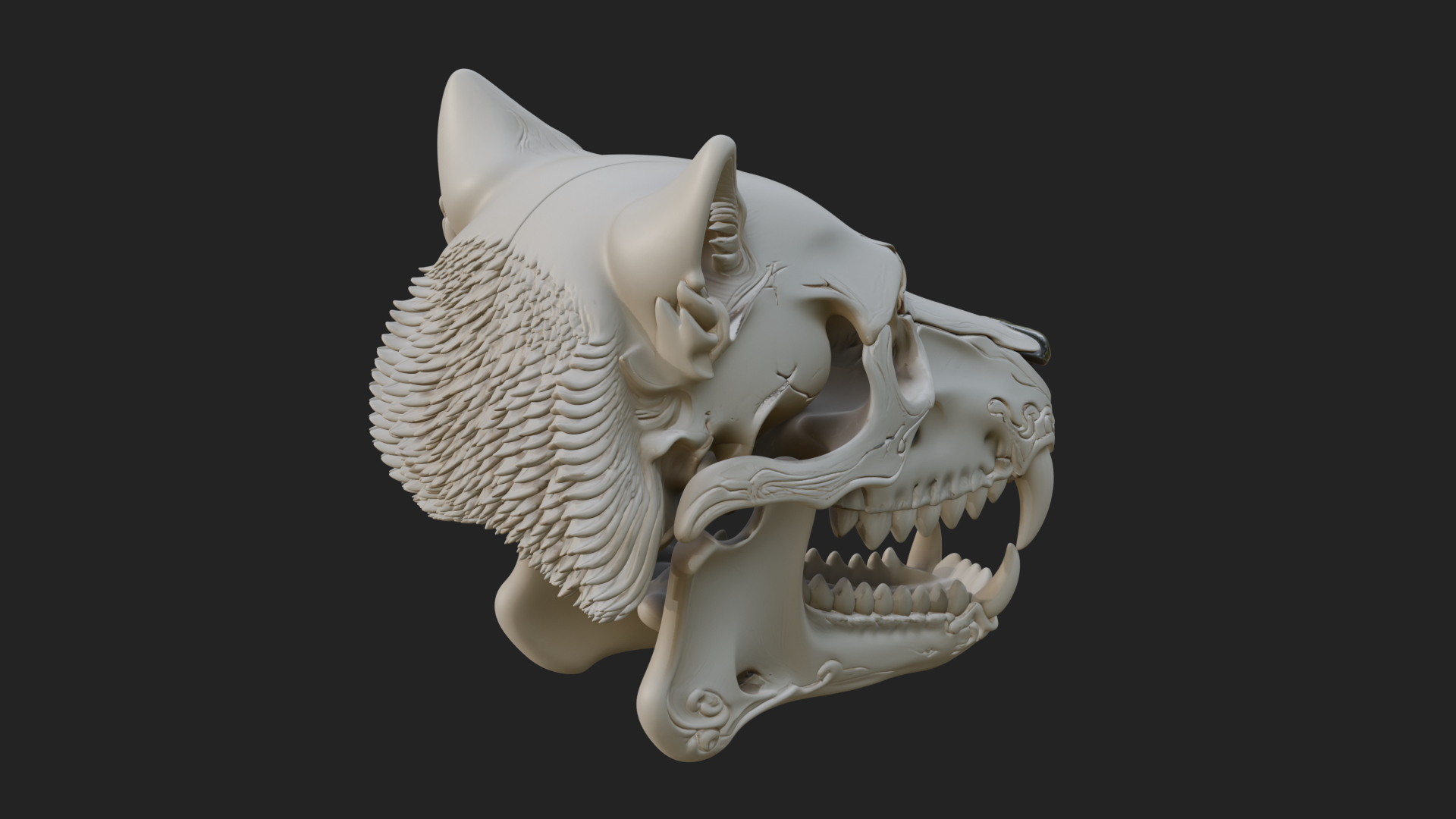 Carved Beast Skull Statue Design 1 3D Print Model 3D Model