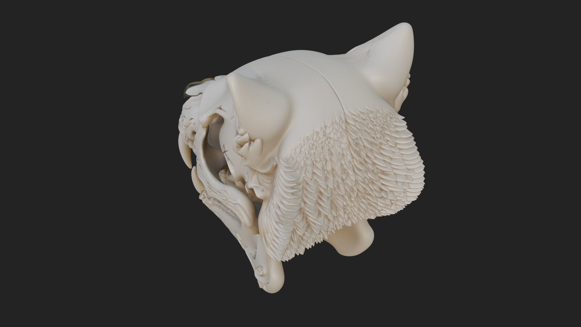 Carved Beast Skull Statue Design 1 3D Print Model 3D Model