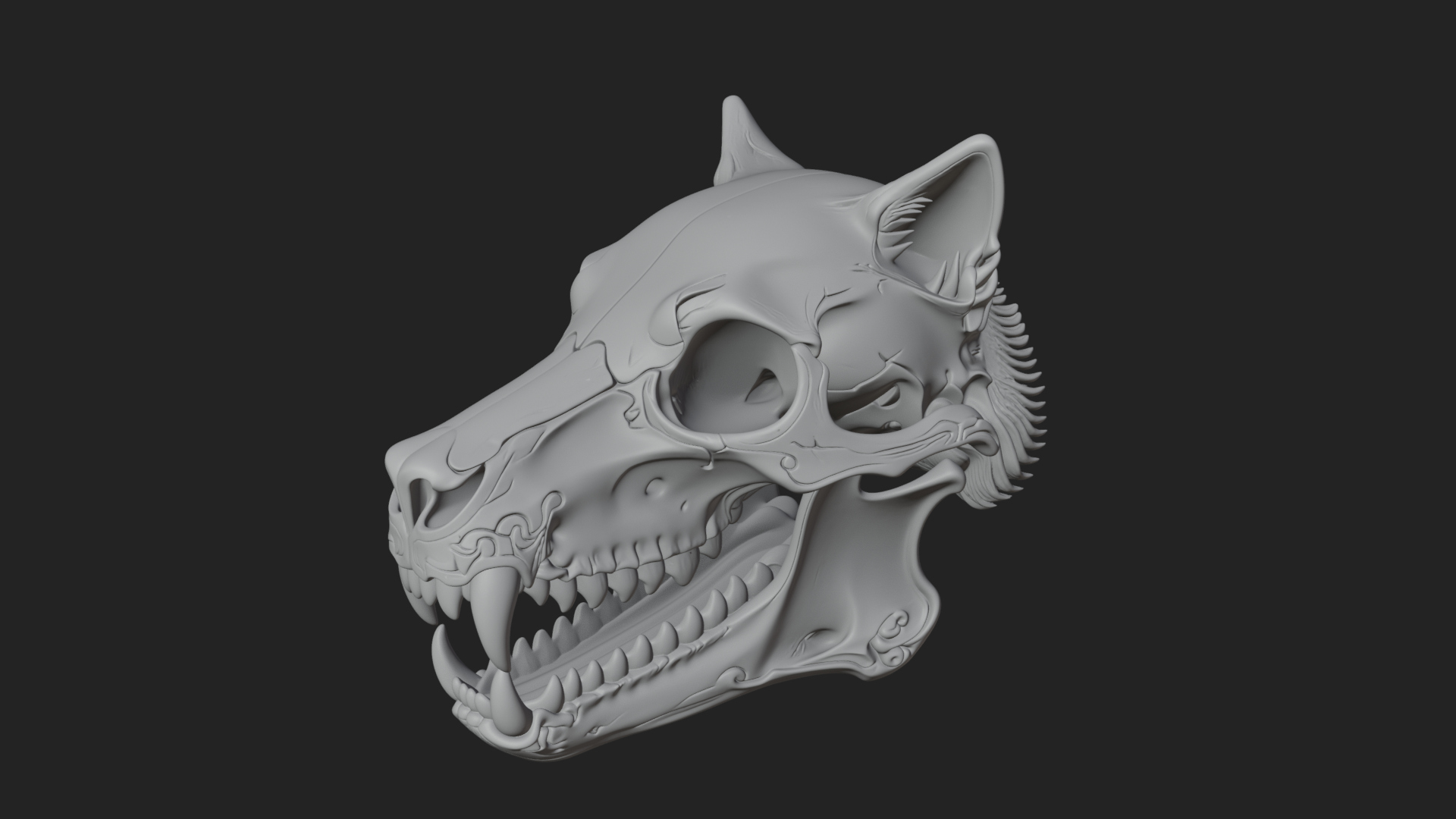 Carved Beast Skull Statue Design 1 3D Print Model 3D Model