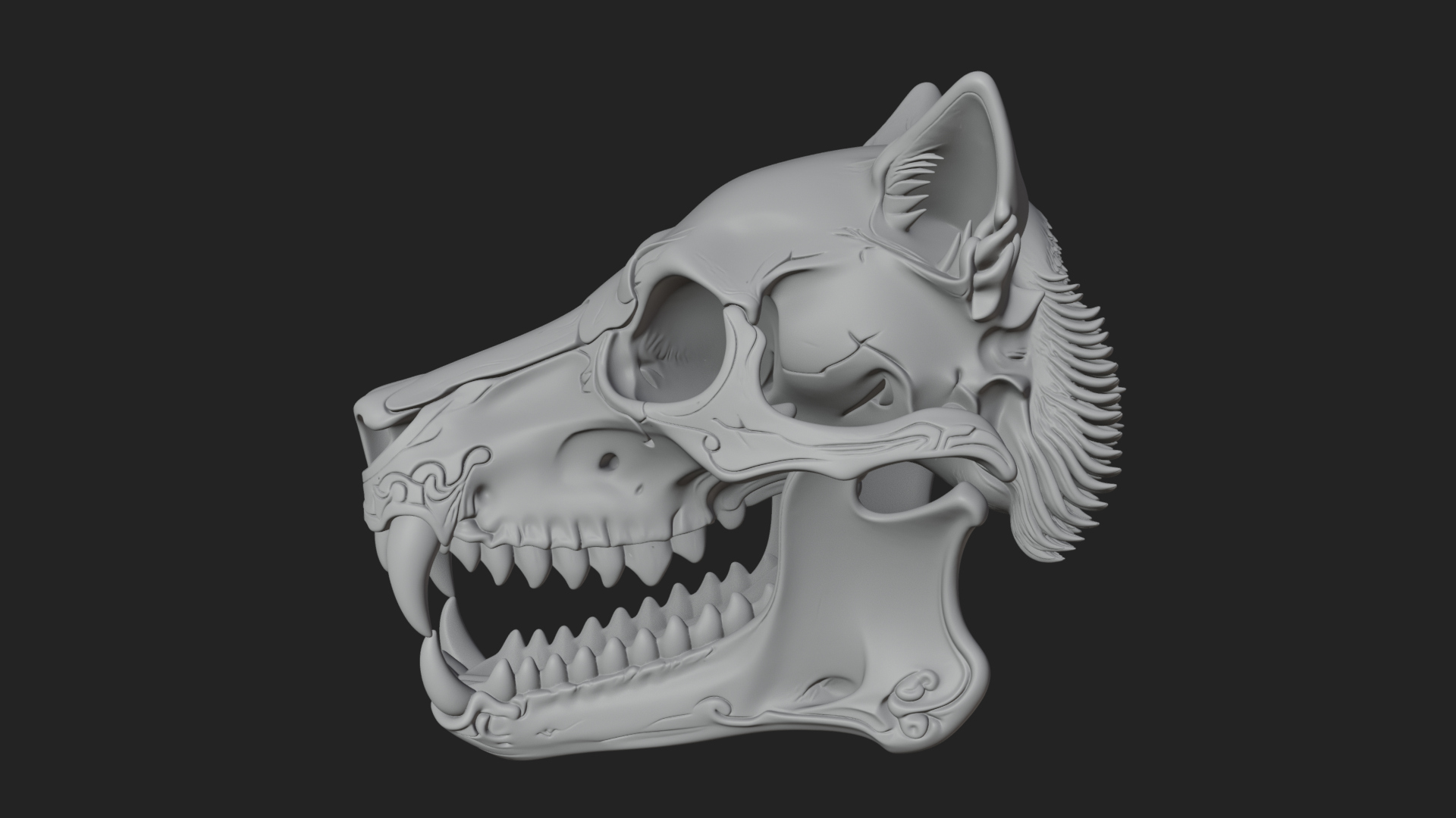 Carved Beast Skull Statue Design 1 3D Print Model 3D Model