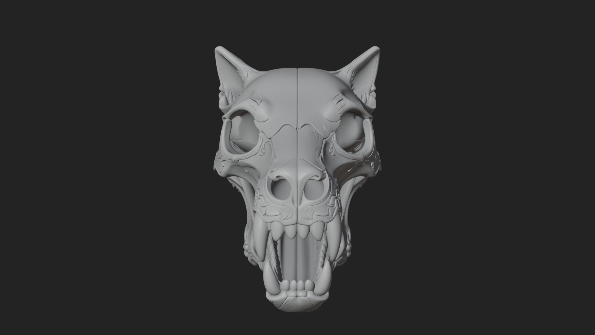 Carved Beast Skull Statue Design 1 3D Print Model 3D Model