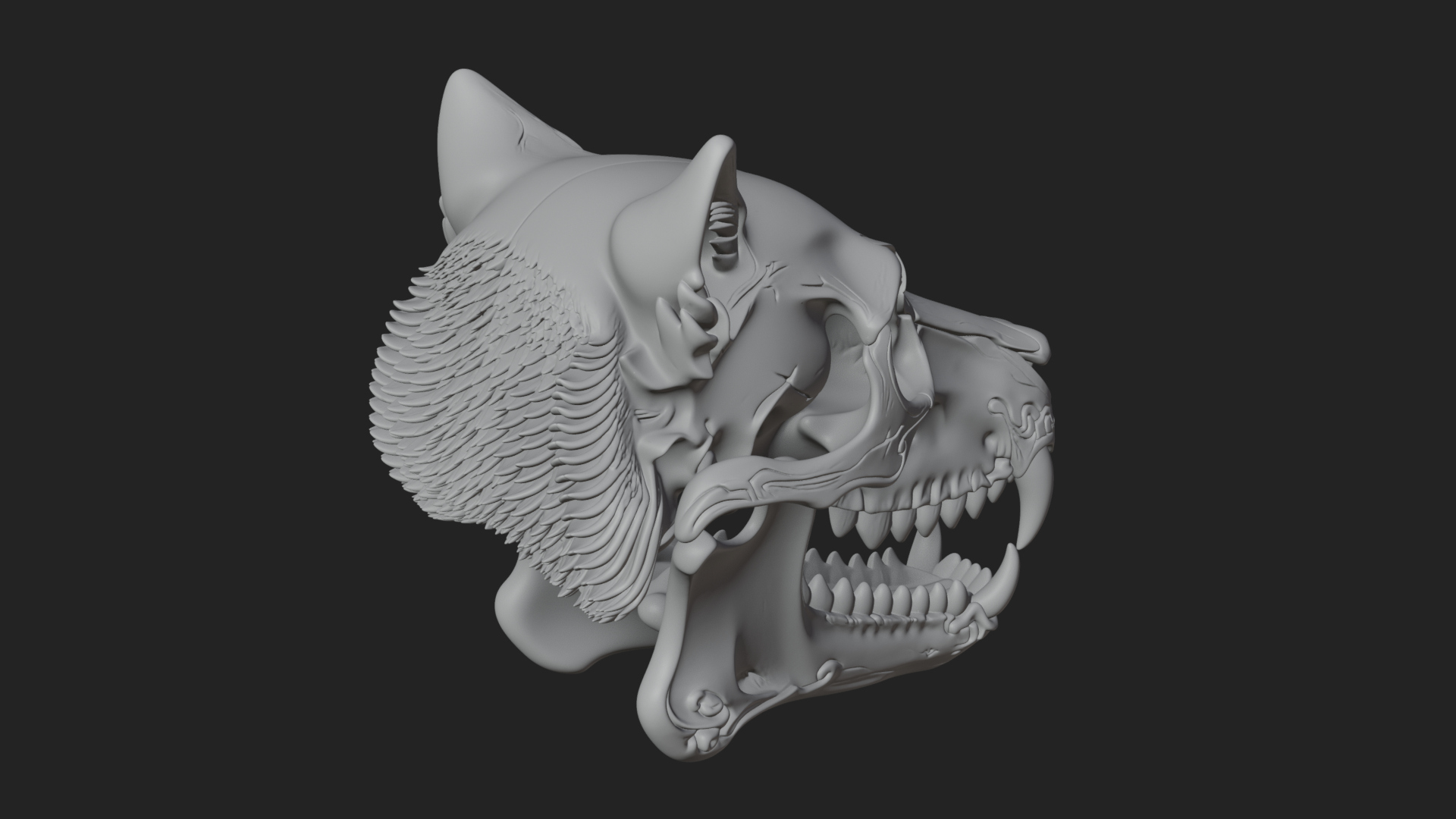 Carved Beast Skull Statue Design 1 3D Print Model 3D Model