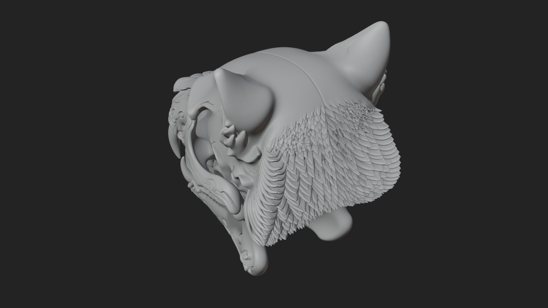 Carved Beast Skull Statue Design 1 3D Print Model 3D Model