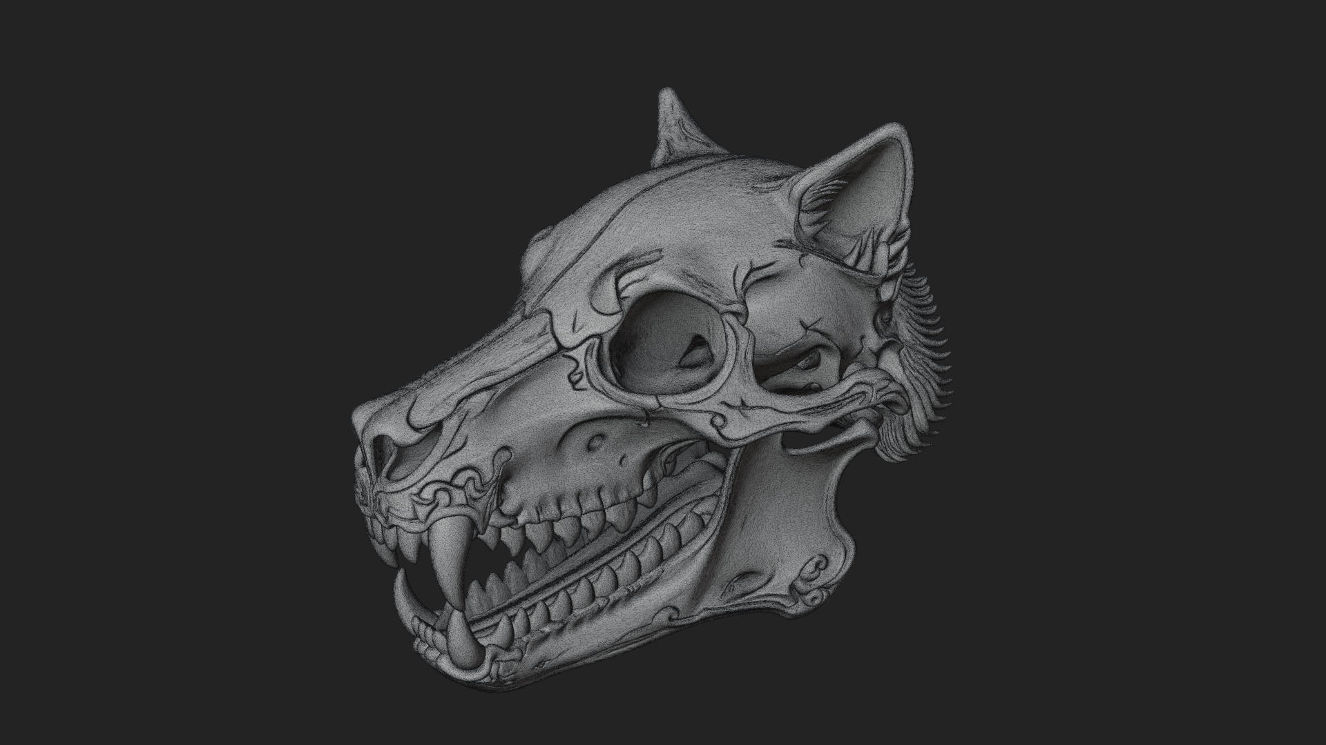 Carved Beast Skull Statue Design 1 3D Print Model 3D Model