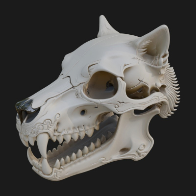 Carved Beast Skull Statue Design 1 3D Print Model