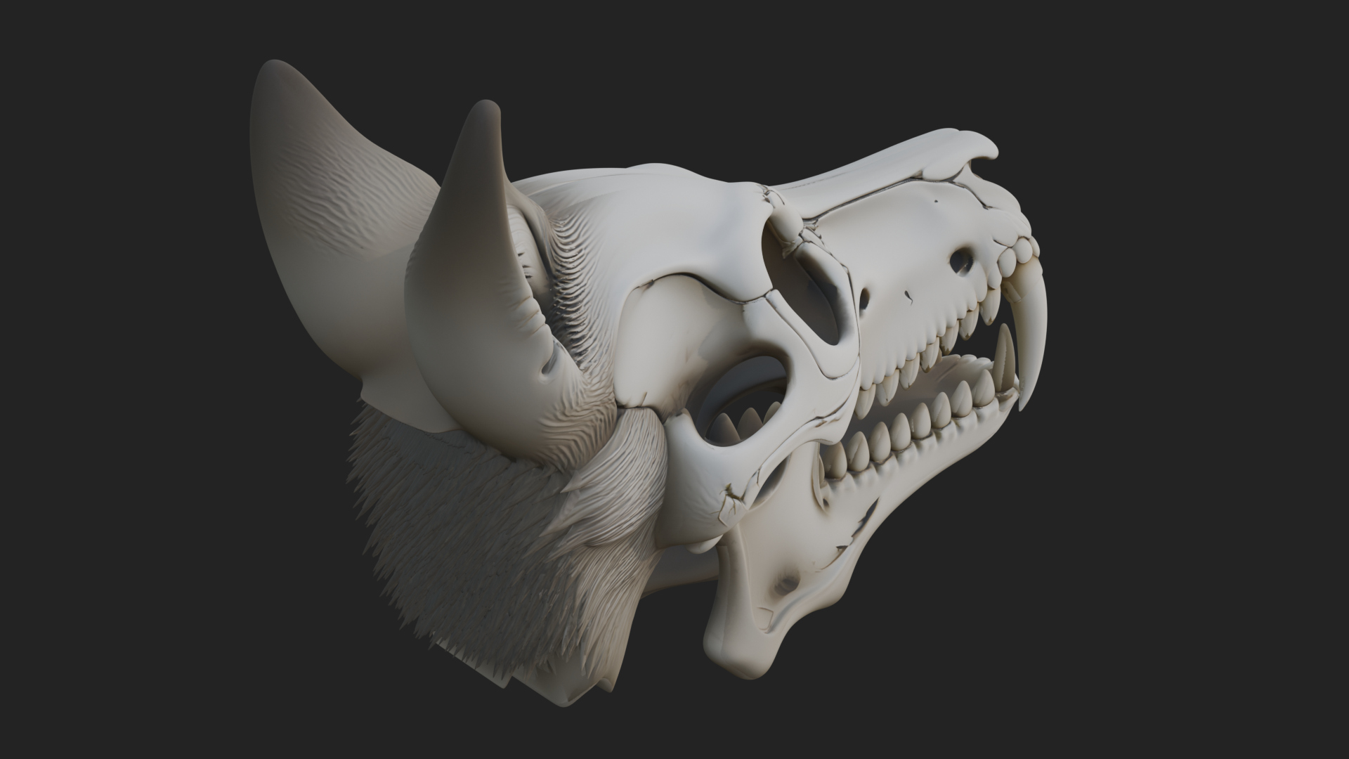 Carved Beast Skull Statue Design 2 3D Print Model 3D Model