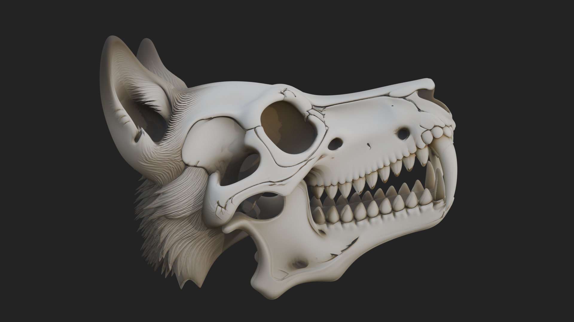 Carved Beast Skull Statue Design 2 3D Print Model 3D Model