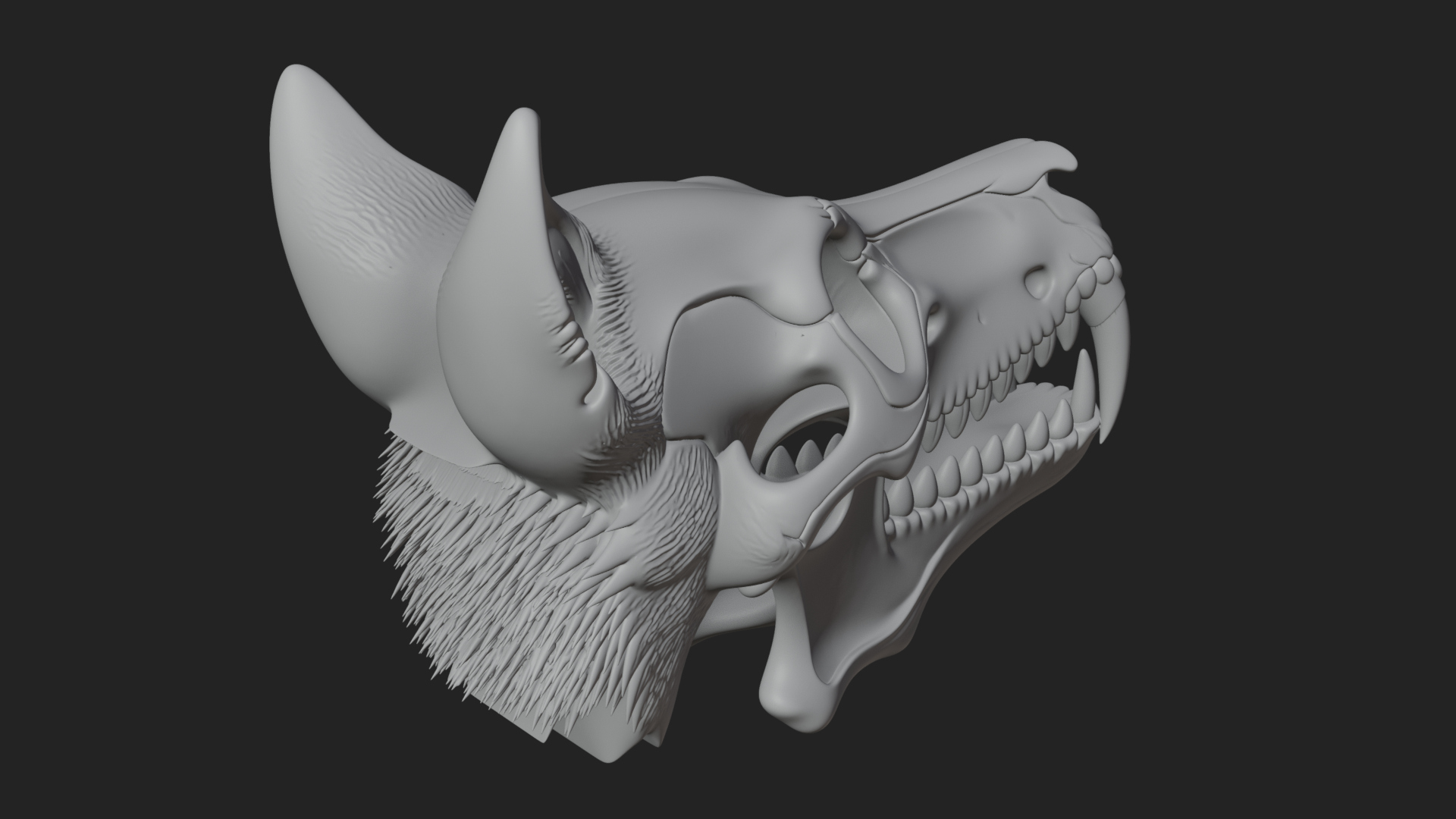 Carved Beast Skull Statue Design 2 3D Print Model 3D Model