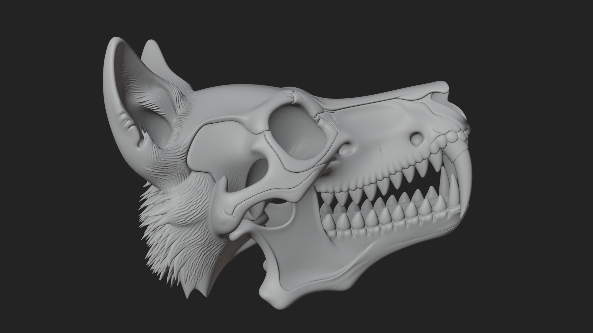 Carved Beast Skull Statue Design 2 3D Print Model 3D Model