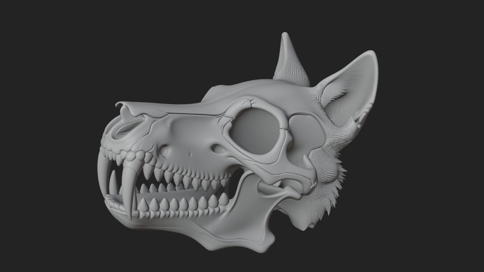 Carved Beast Skull Statue Design 2 3D Print Model 3D Model