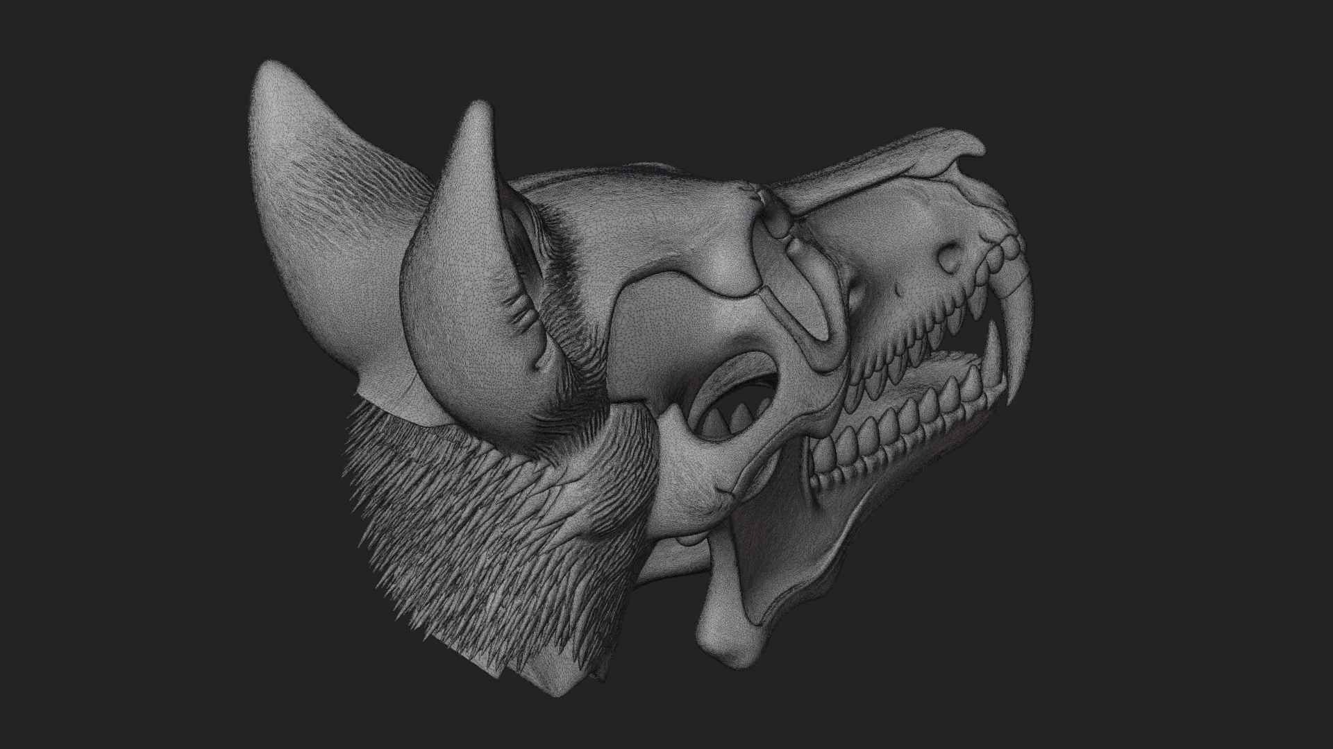 Carved Beast Skull Statue Design 2 3D Print Model 3D Model