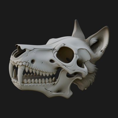 Carved Beast Skull Statue Design 2 3D Print Model