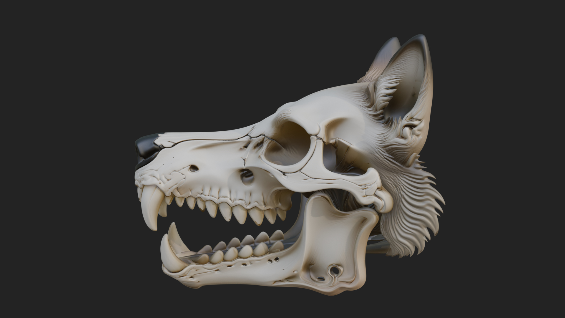 Carved Beast Skull Statue Design 3 3D Print Model 3D Model
