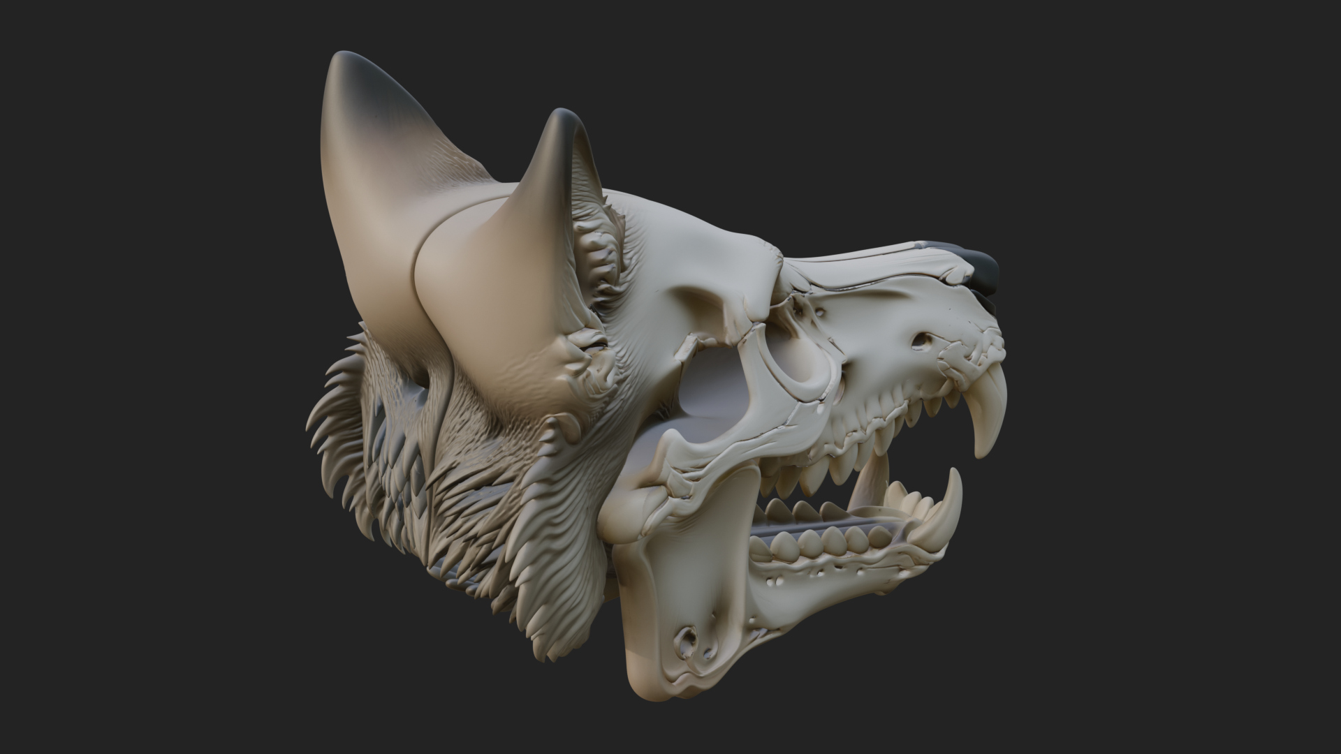 Carved Beast Skull Statue Design 3 3D Print Model 3D Model
