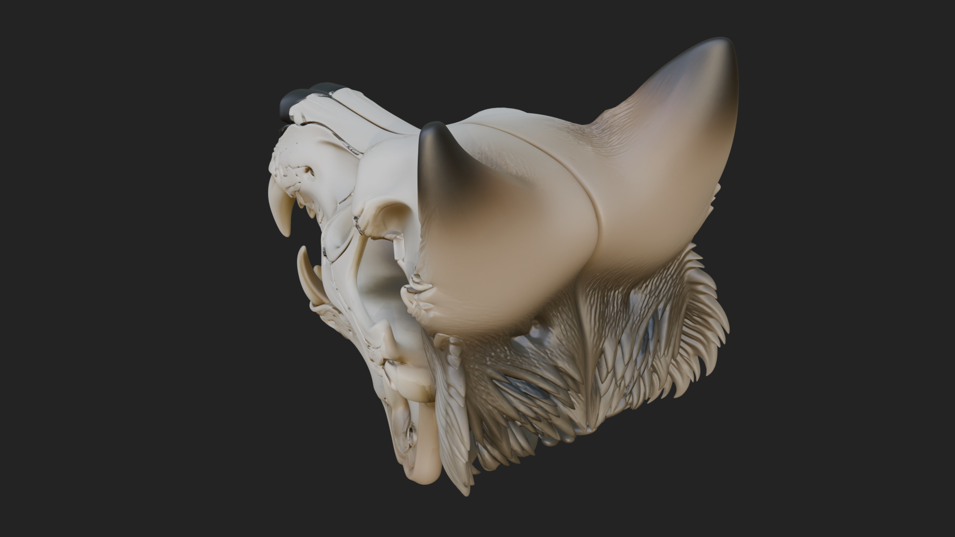 Carved Beast Skull Statue Design 3 3D Print Model 3D Model