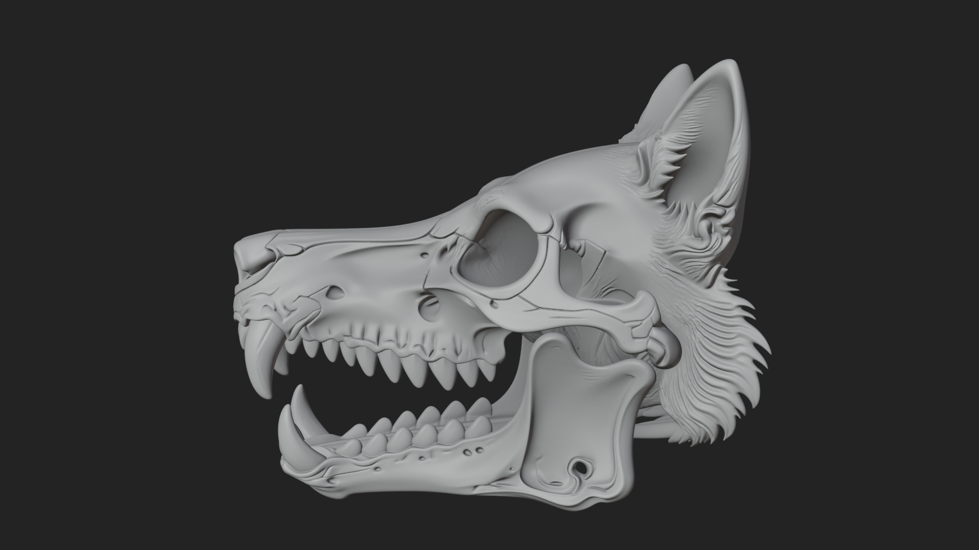Carved Beast Skull Statue Design 3 3D Print Model 3D Model