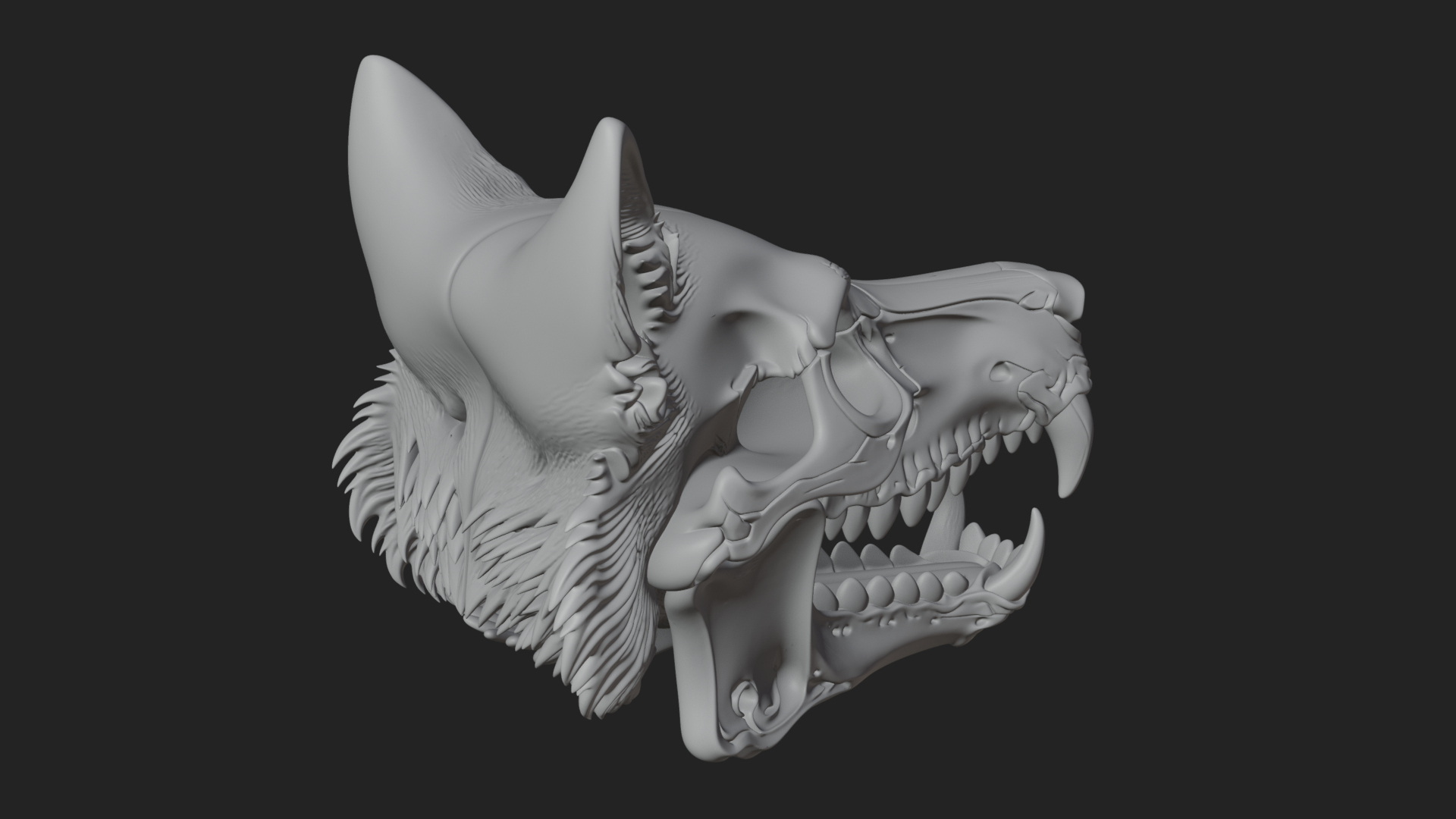 Carved Beast Skull Statue Design 3 3D Print Model 3D Model