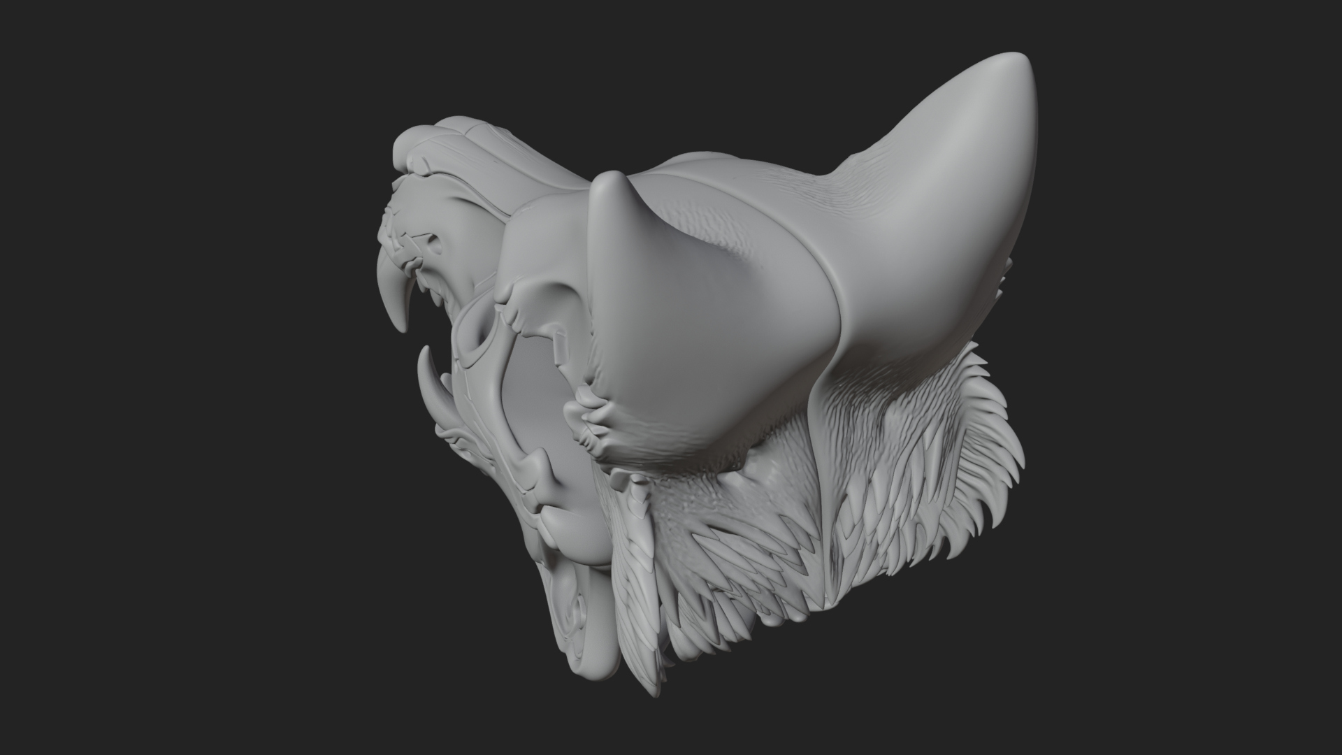 Carved Beast Skull Statue Design 3 3D Print Model 3D Model