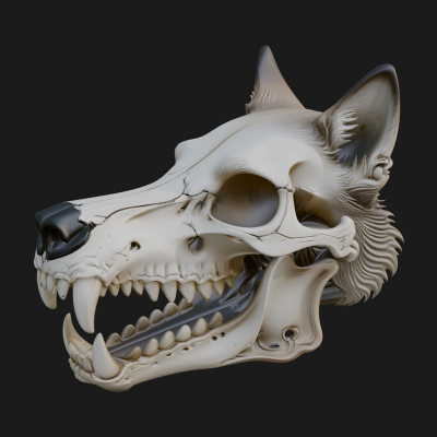 Carved Beast Skull Statue Design 3 3D Print Model