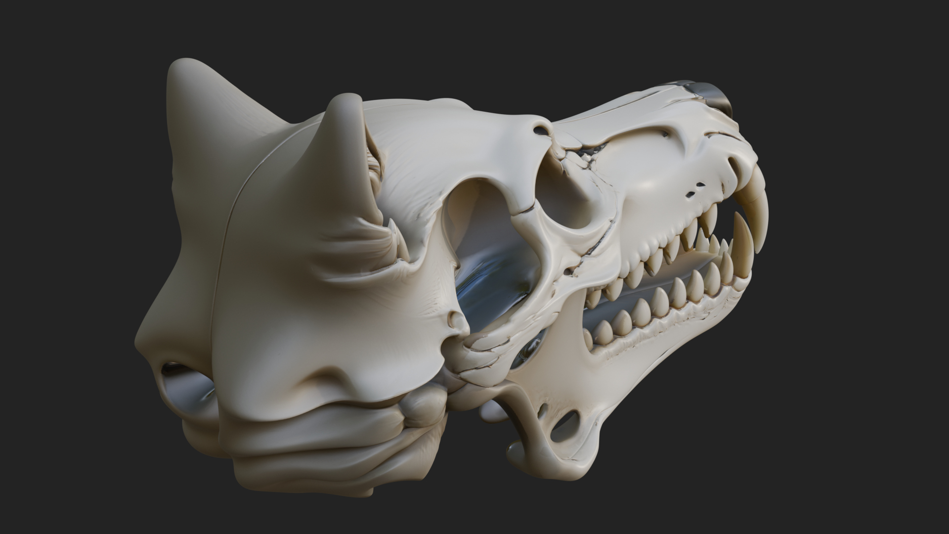 Carved Beast Skull Statue Design 4 3D Print Model 3D Model