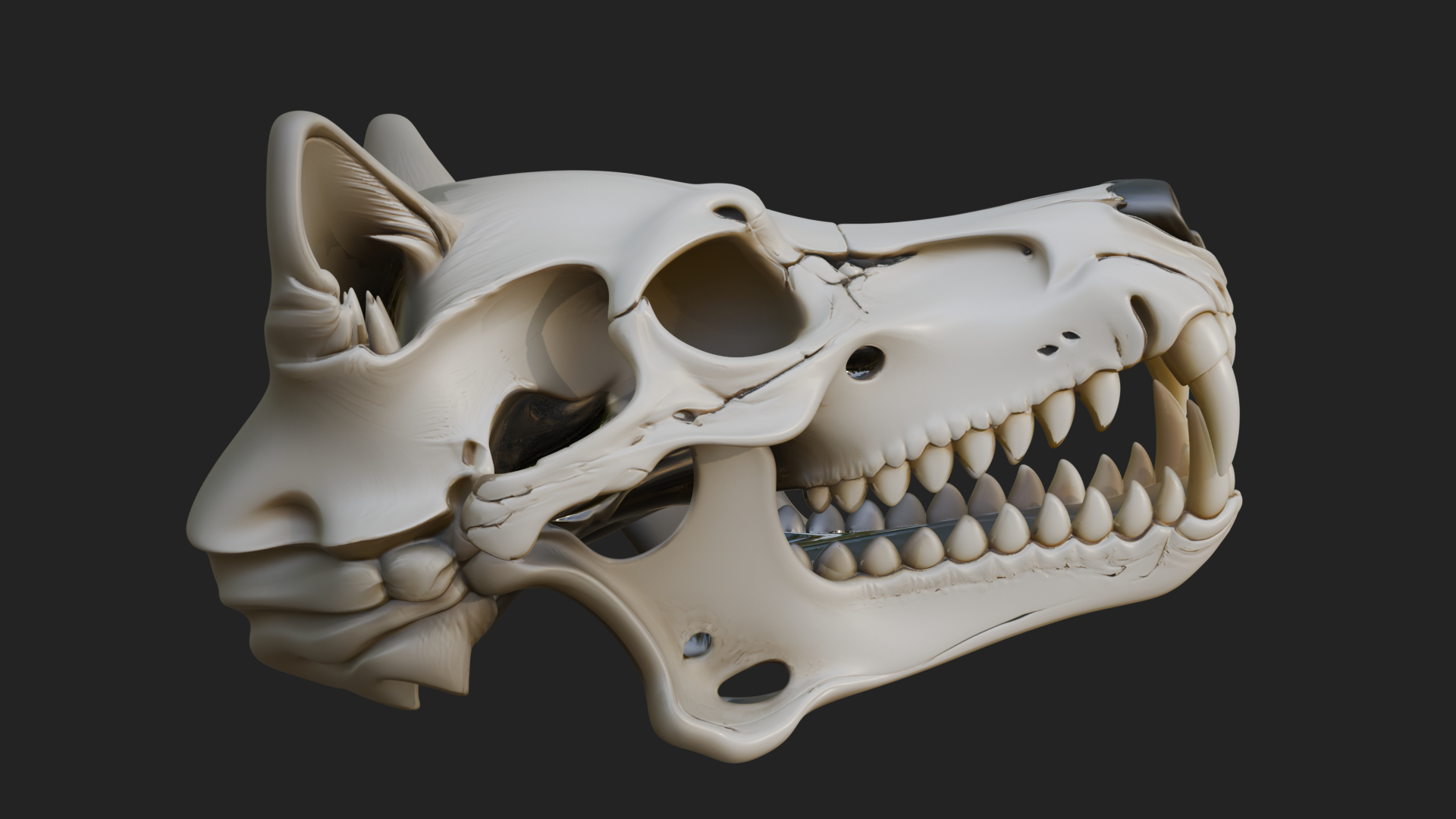 Carved Beast Skull Statue Design 4 3D Print Model 3D Model