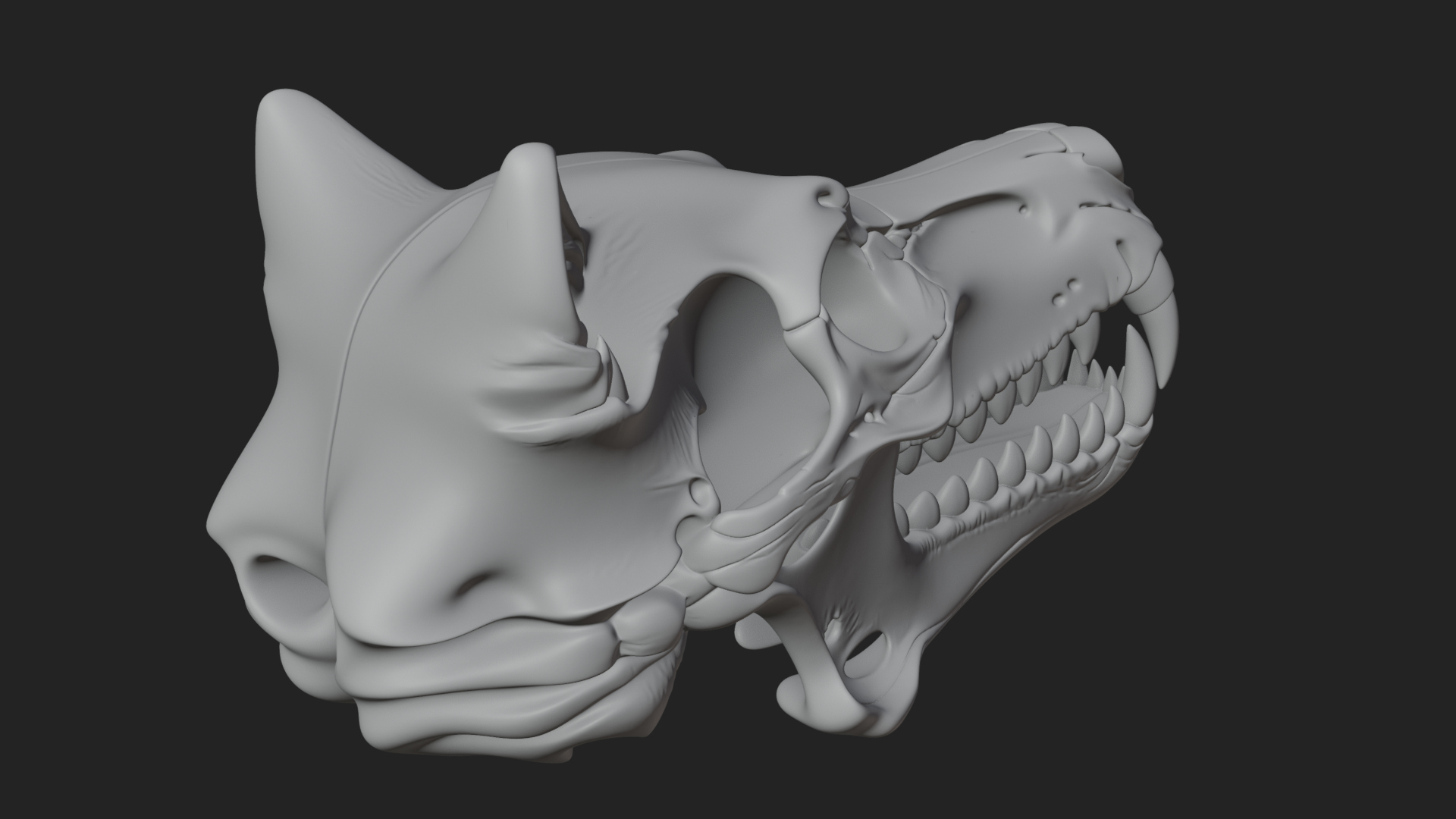 Carved Beast Skull Statue Design 4 3D Print Model 3D Model