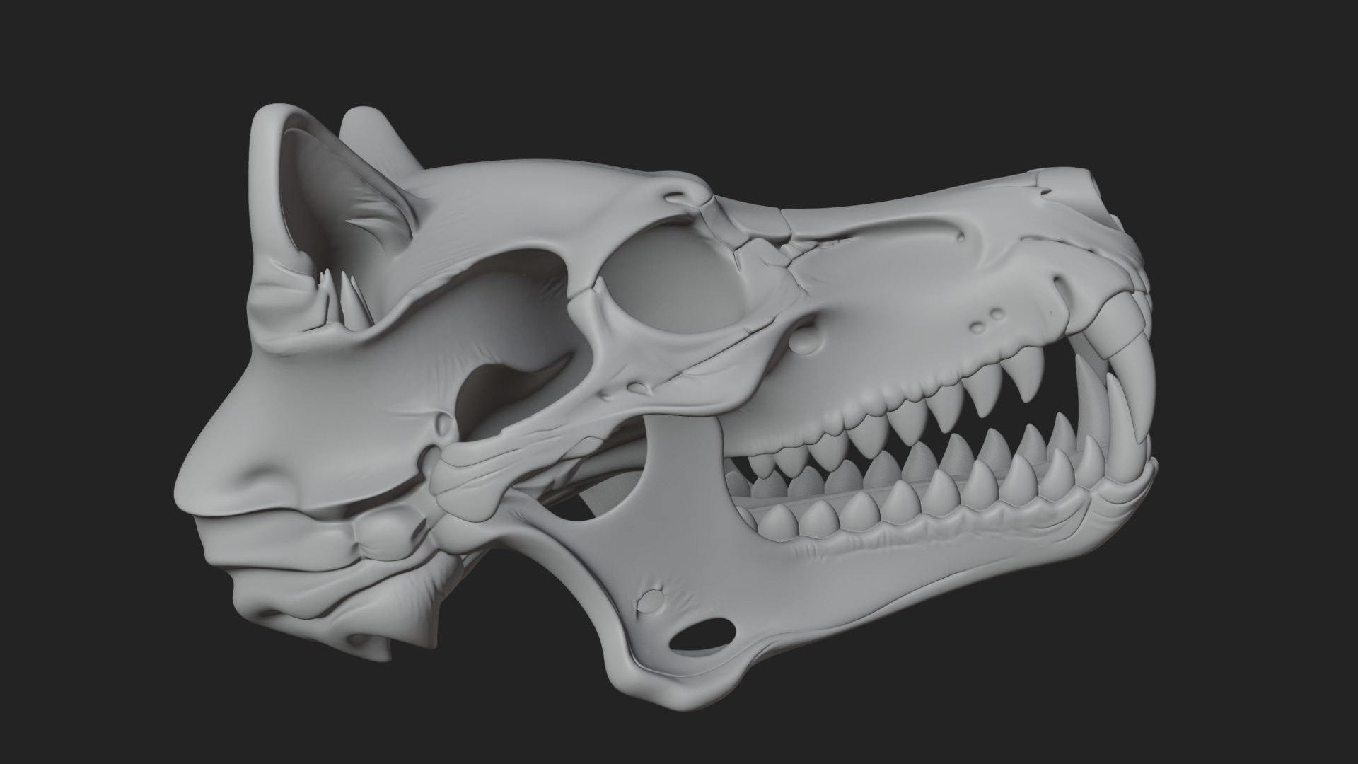 Carved Beast Skull Statue Design 4 3D Print Model 3D Model