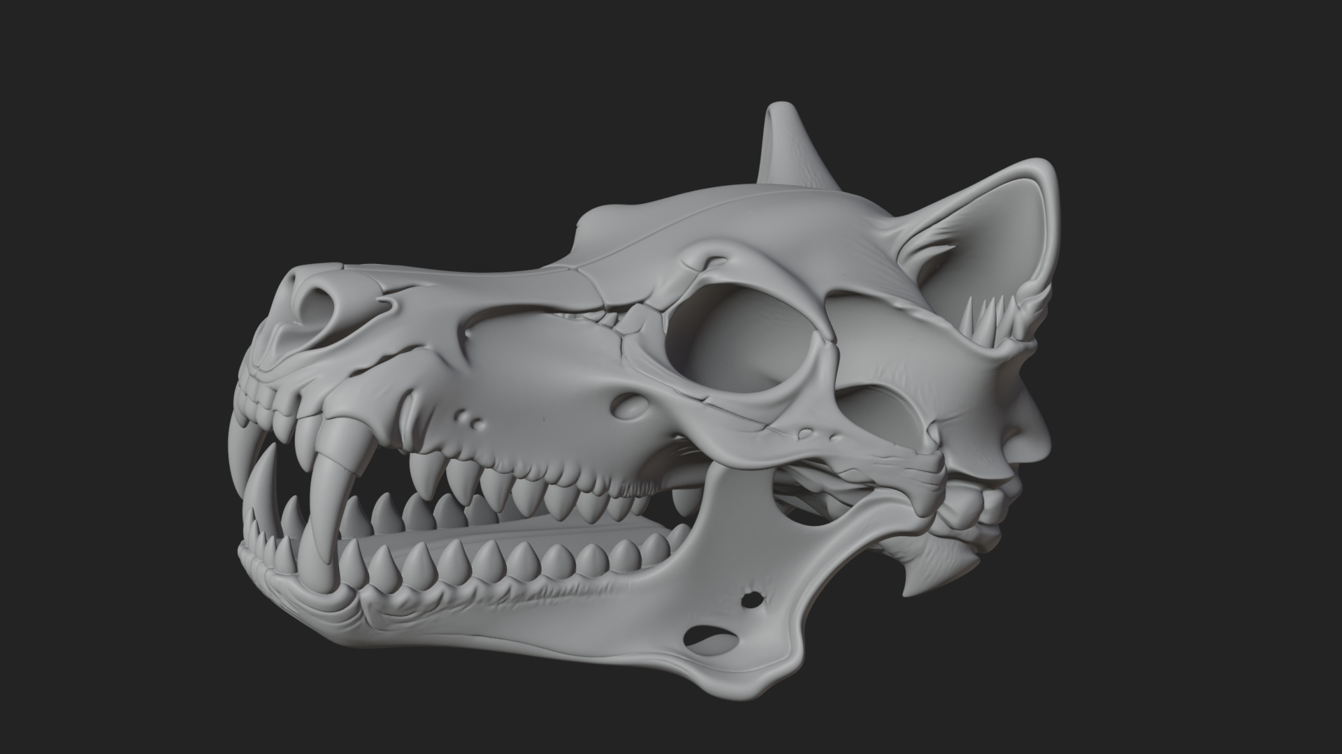 Carved Beast Skull Statue Design 4 3D Print Model 3D Model
