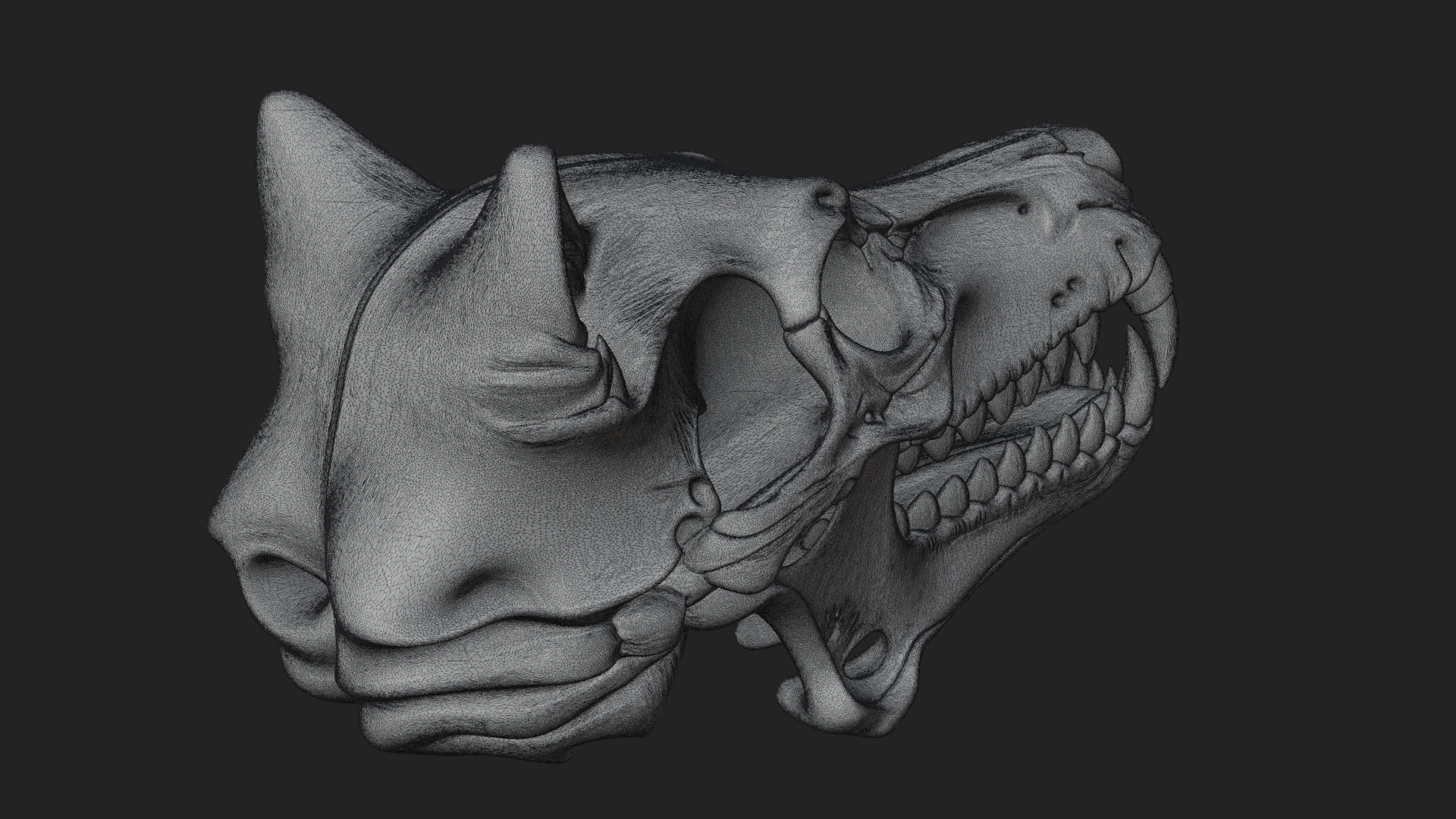 Carved Beast Skull Statue Design 4 3D Print Model 3D Model
