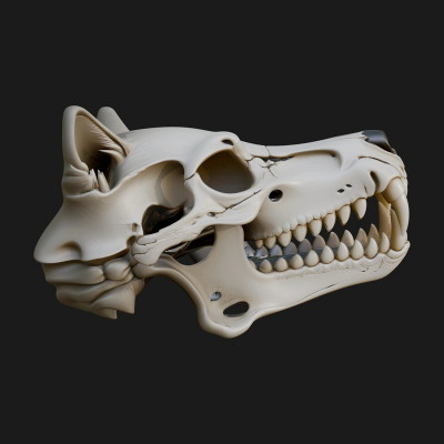 Carved Beast Skull Statue Design 4 3D Print Model