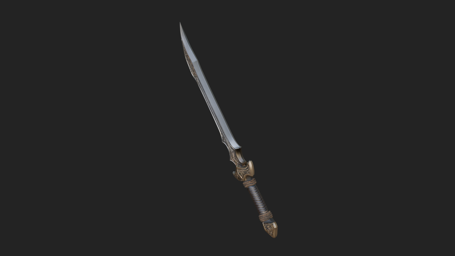 Carved Blade Longsword Model Design 1 3D Print Model 3D Model