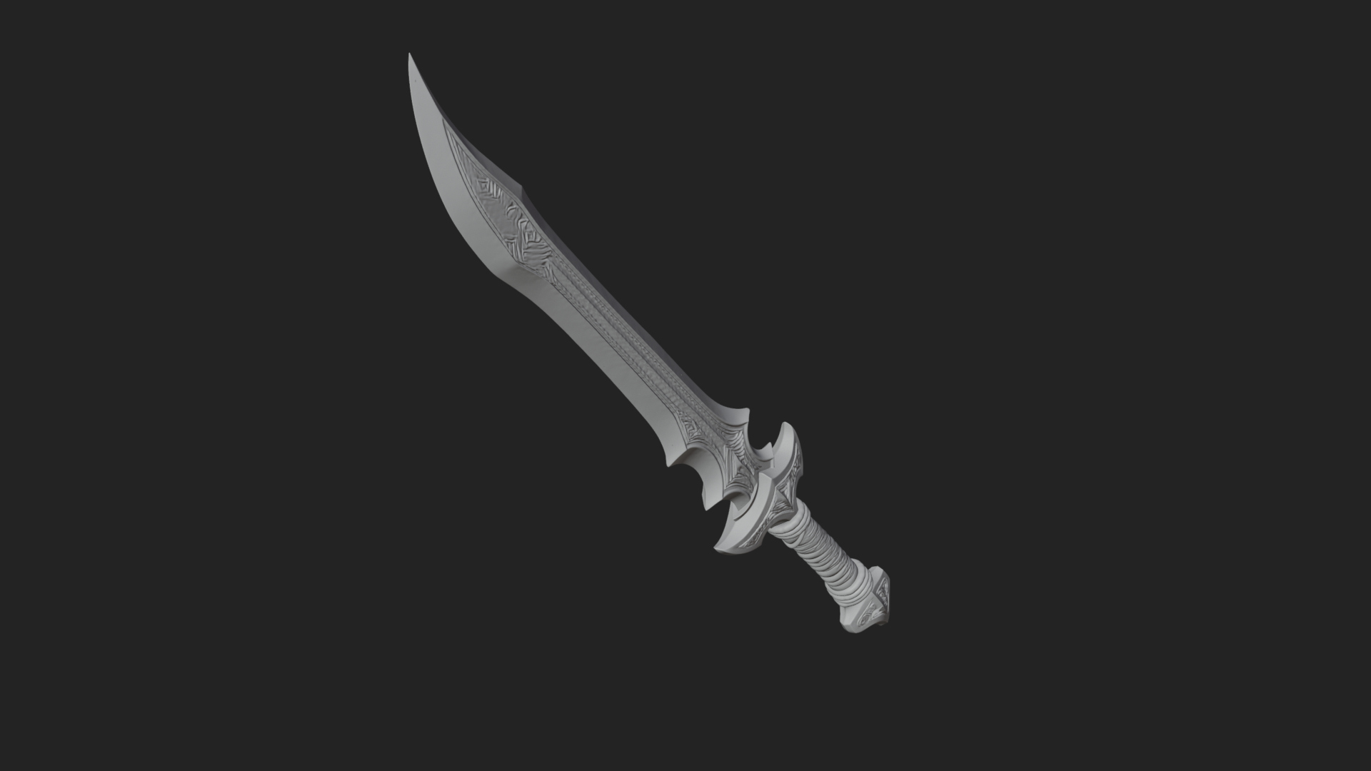 Carved Blade Longsword Model Design 1 3D Print Model 3D Model