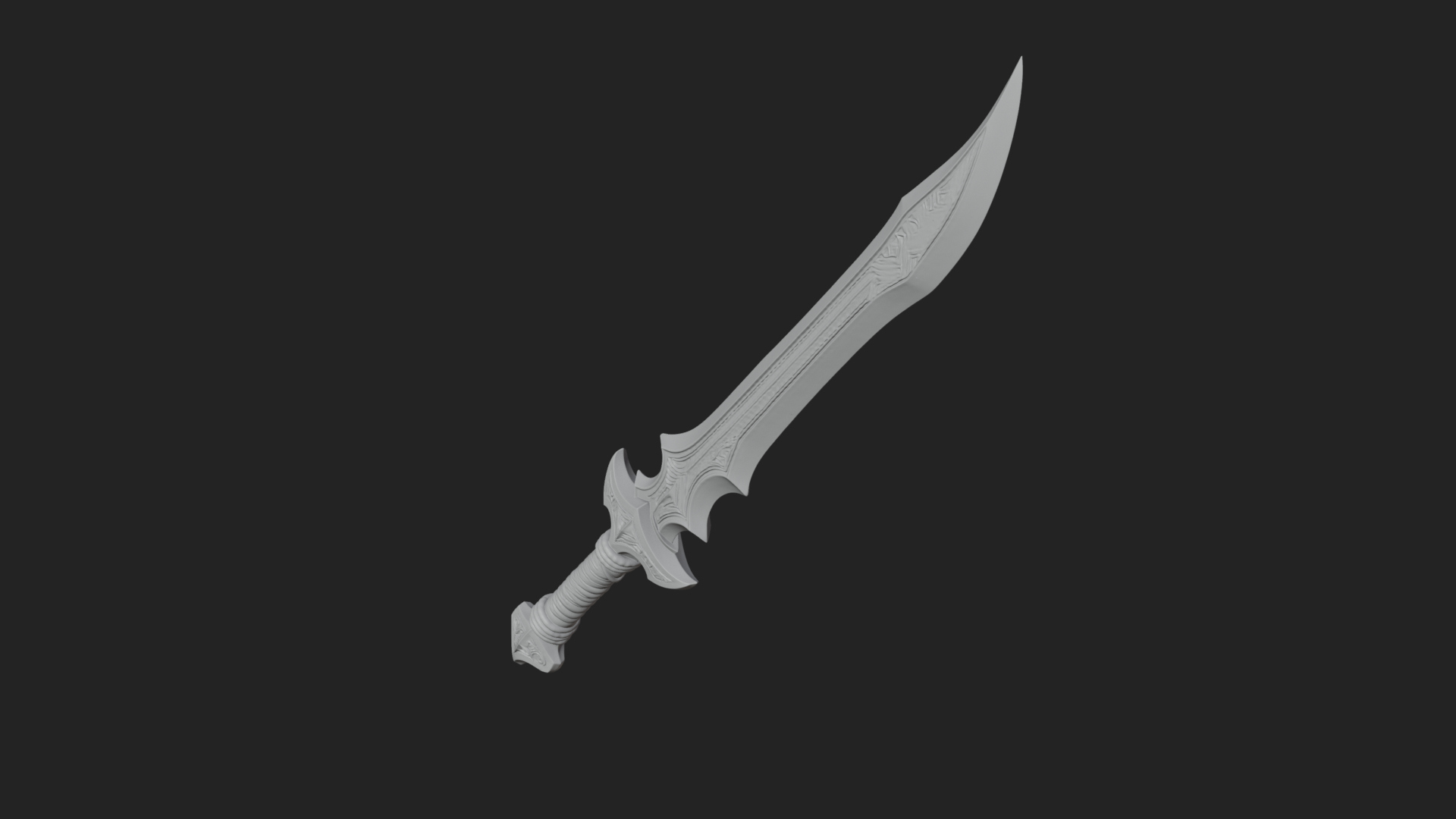 Carved Blade Longsword Model Design 1 3D Print Model 3D Model