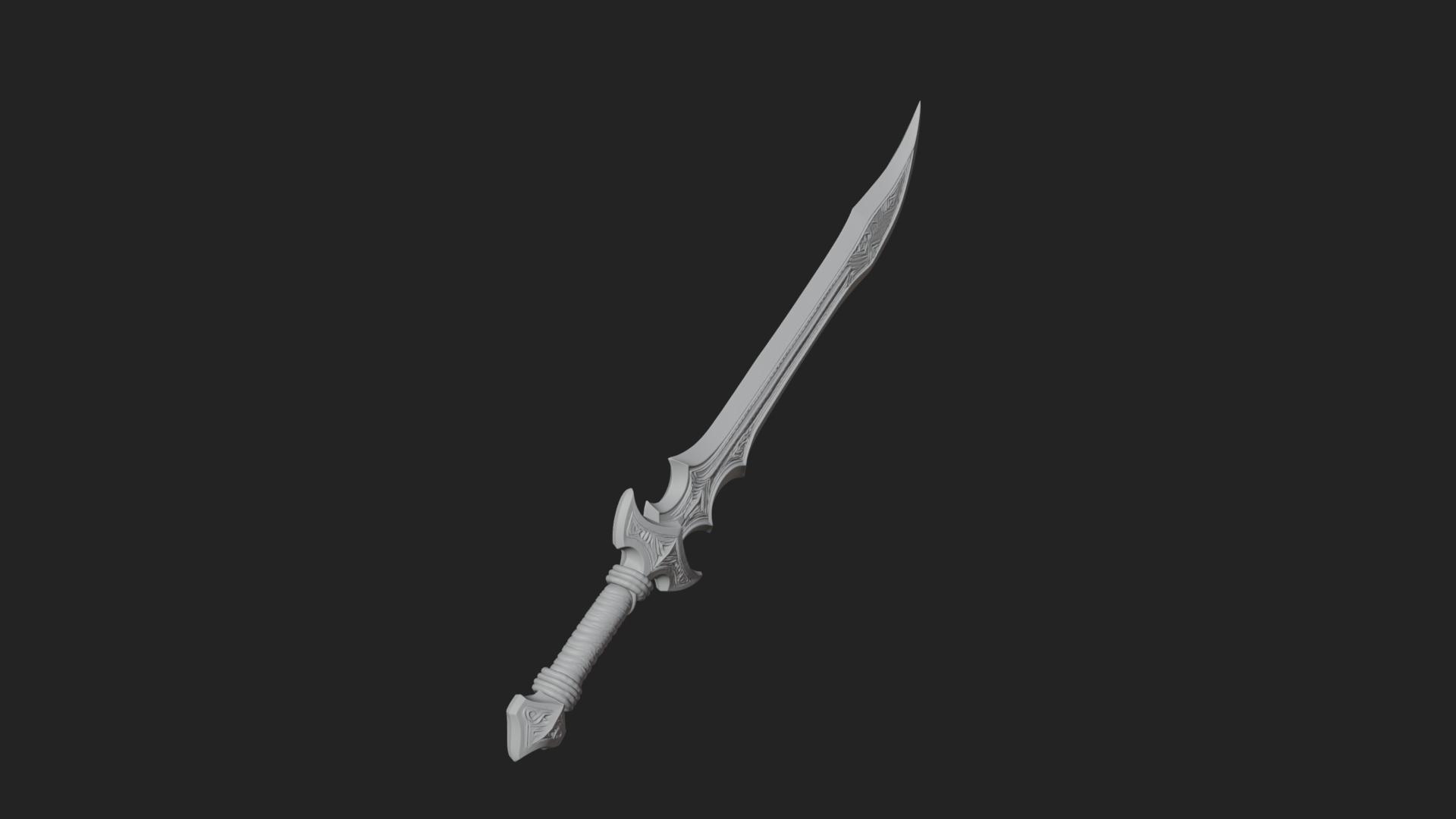 Carved Blade Longsword Model Design 1 3D Print Model 3D Model