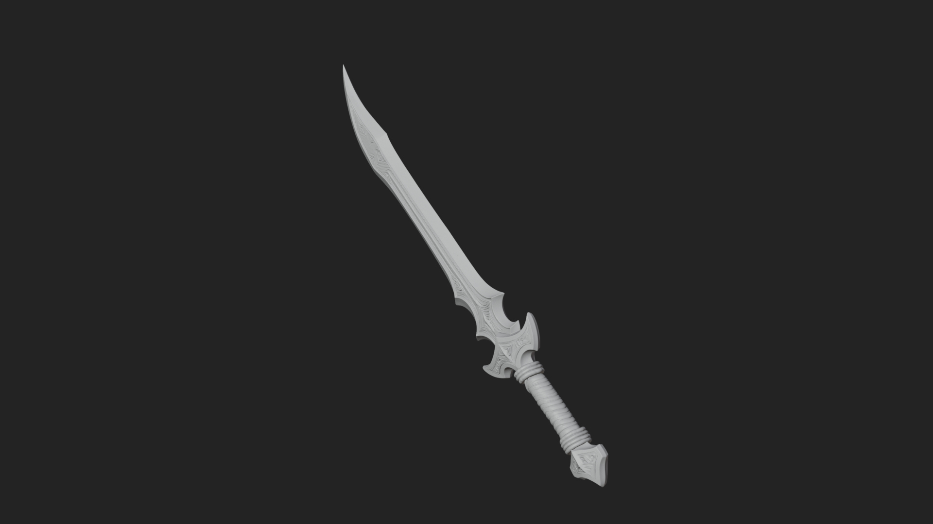 Carved Blade Longsword Model Design 1 3D Print Model 3D Model