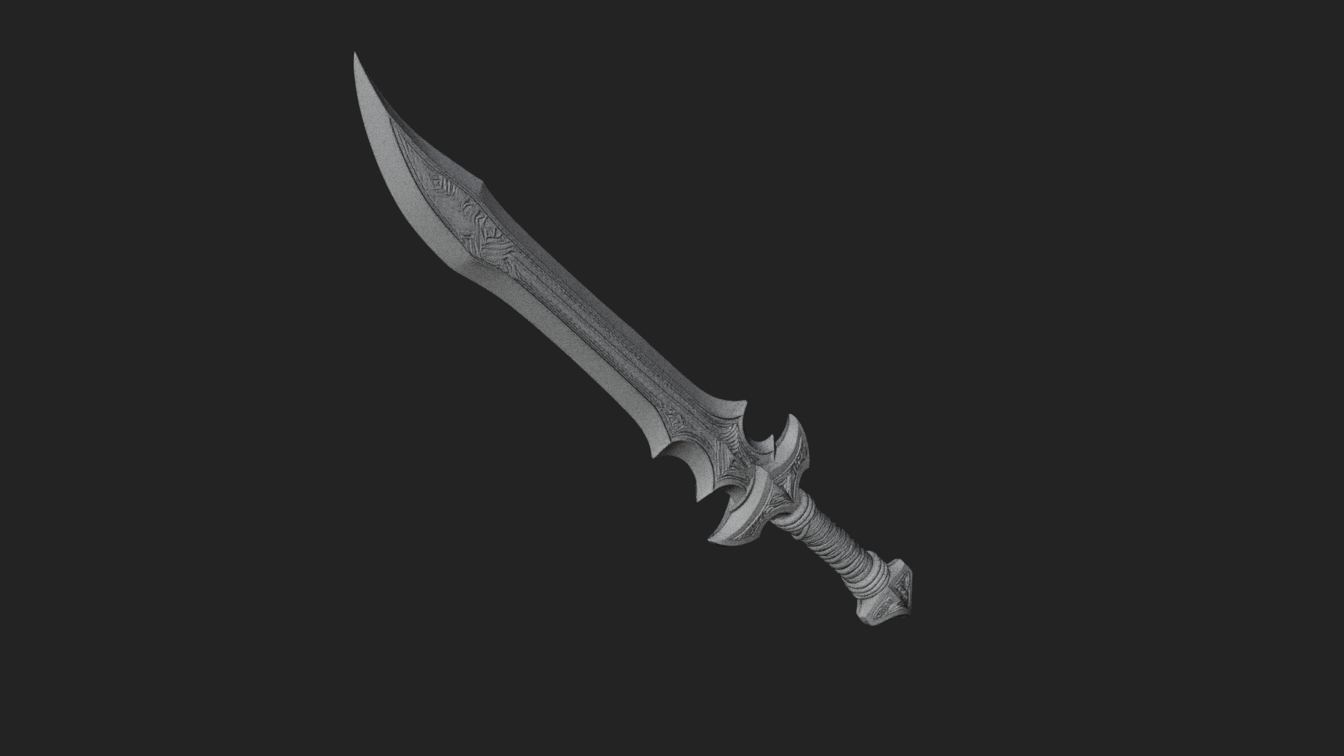 Carved Blade Longsword Model Design 1 3D Print Model 3D Model