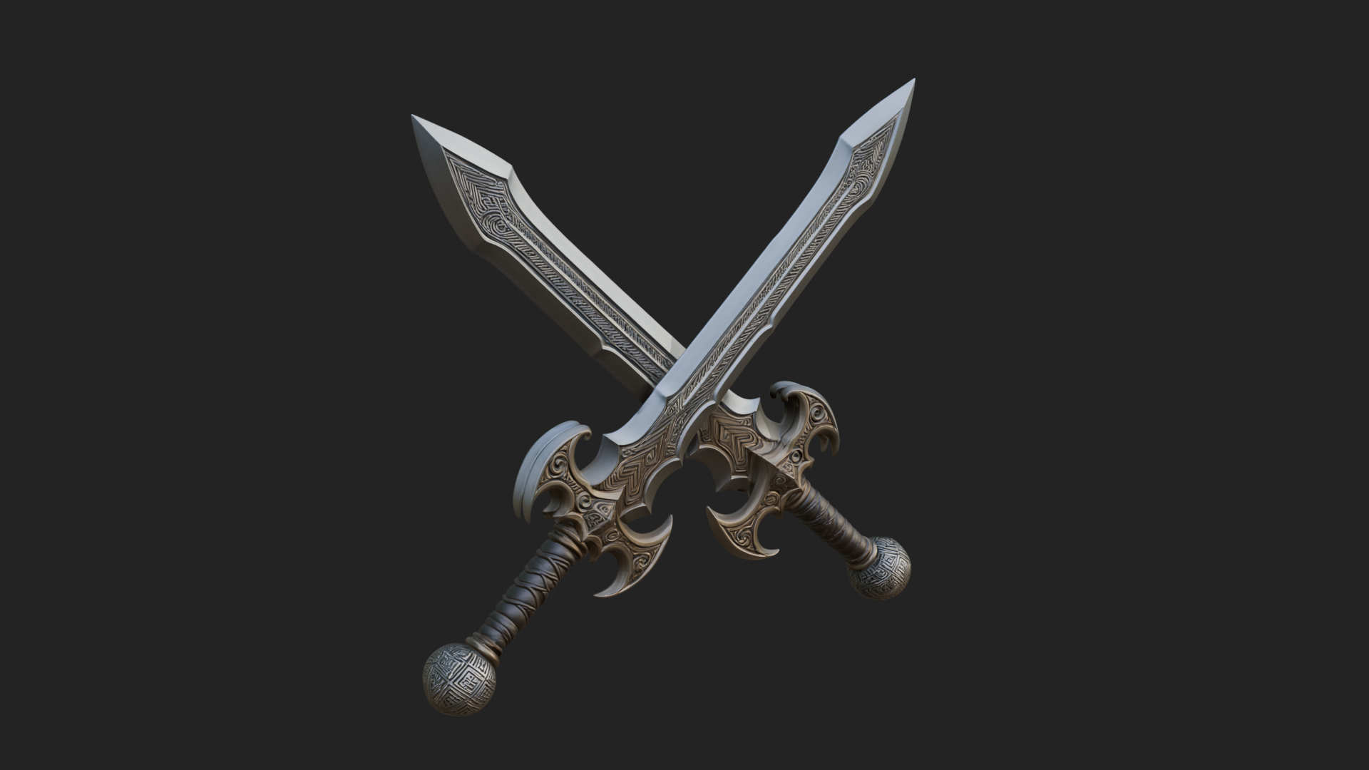 Carved Blade Longsword Model Design 10 3D Print Model 3D Model