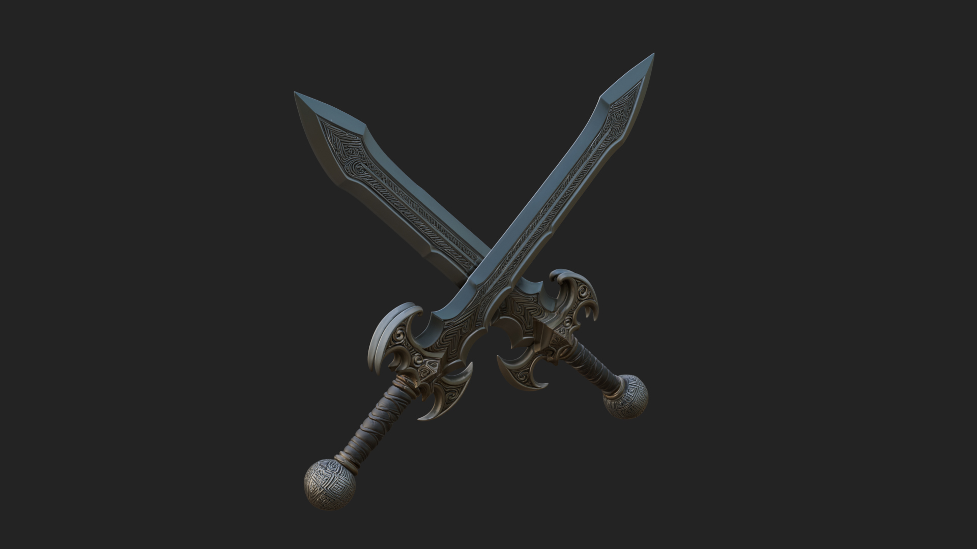Carved Blade Longsword Model Design 10 3D Print Model 3D Model