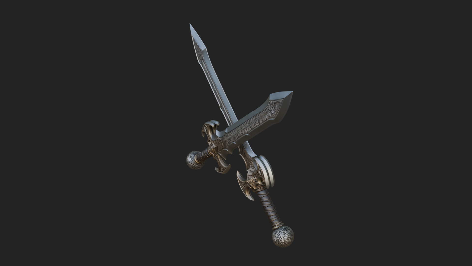 Carved Blade Longsword Model Design 10 3D Print Model 3D Model