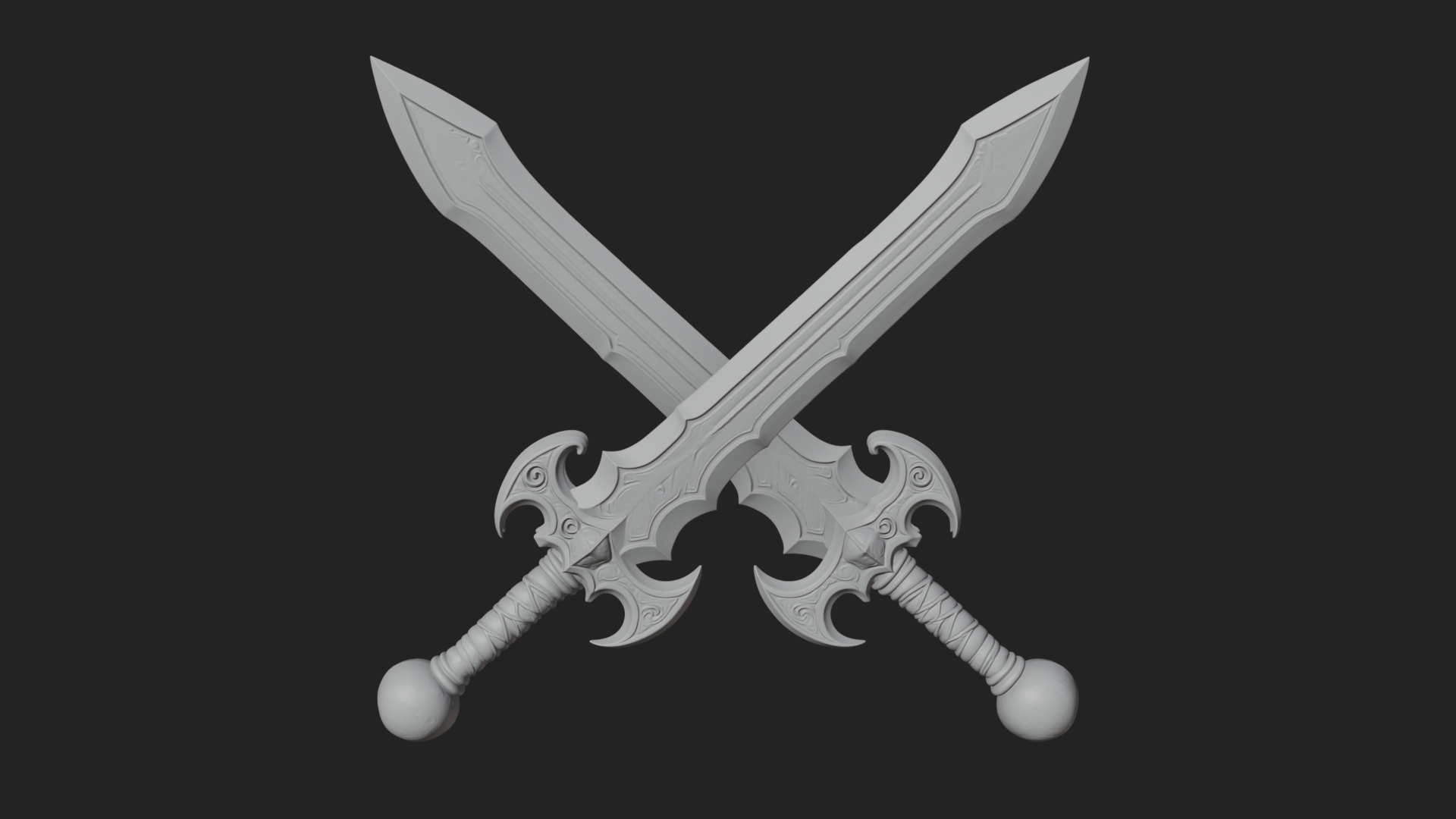 Carved Blade Longsword Model Design 10 3D Print Model 3D Model