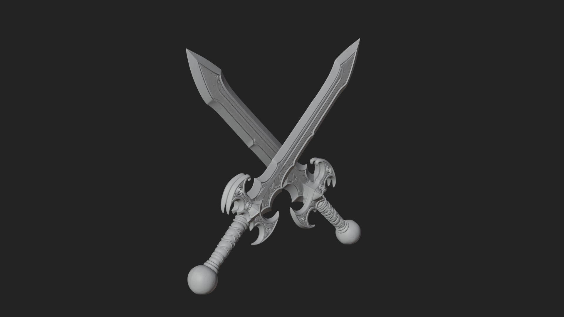 Carved Blade Longsword Model Design 10 3D Print Model 3D Model