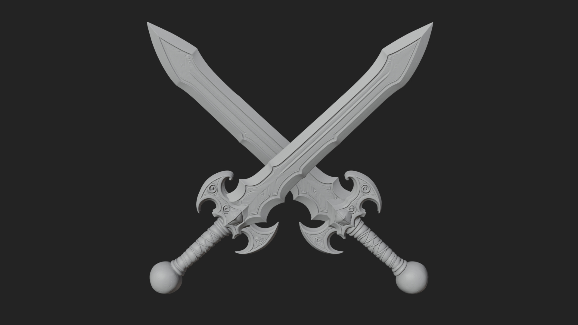 Carved Blade Longsword Model Design 10 3D Print Model 3D Model