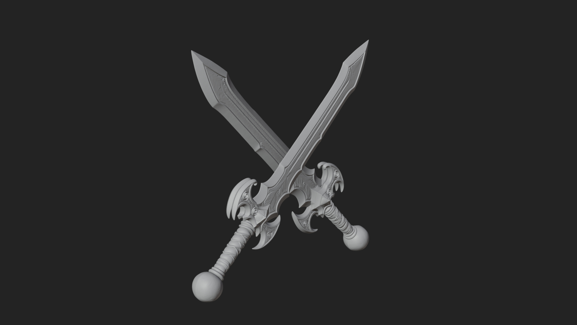 Carved Blade Longsword Model Design 10 3D Print Model 3D Model