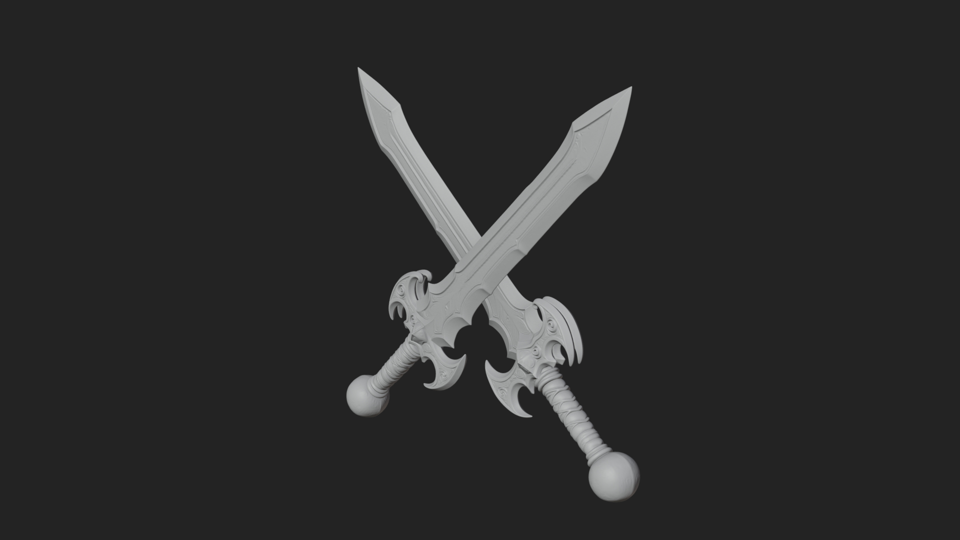 Carved Blade Longsword Model Design 10 3D Print Model 3D Model
