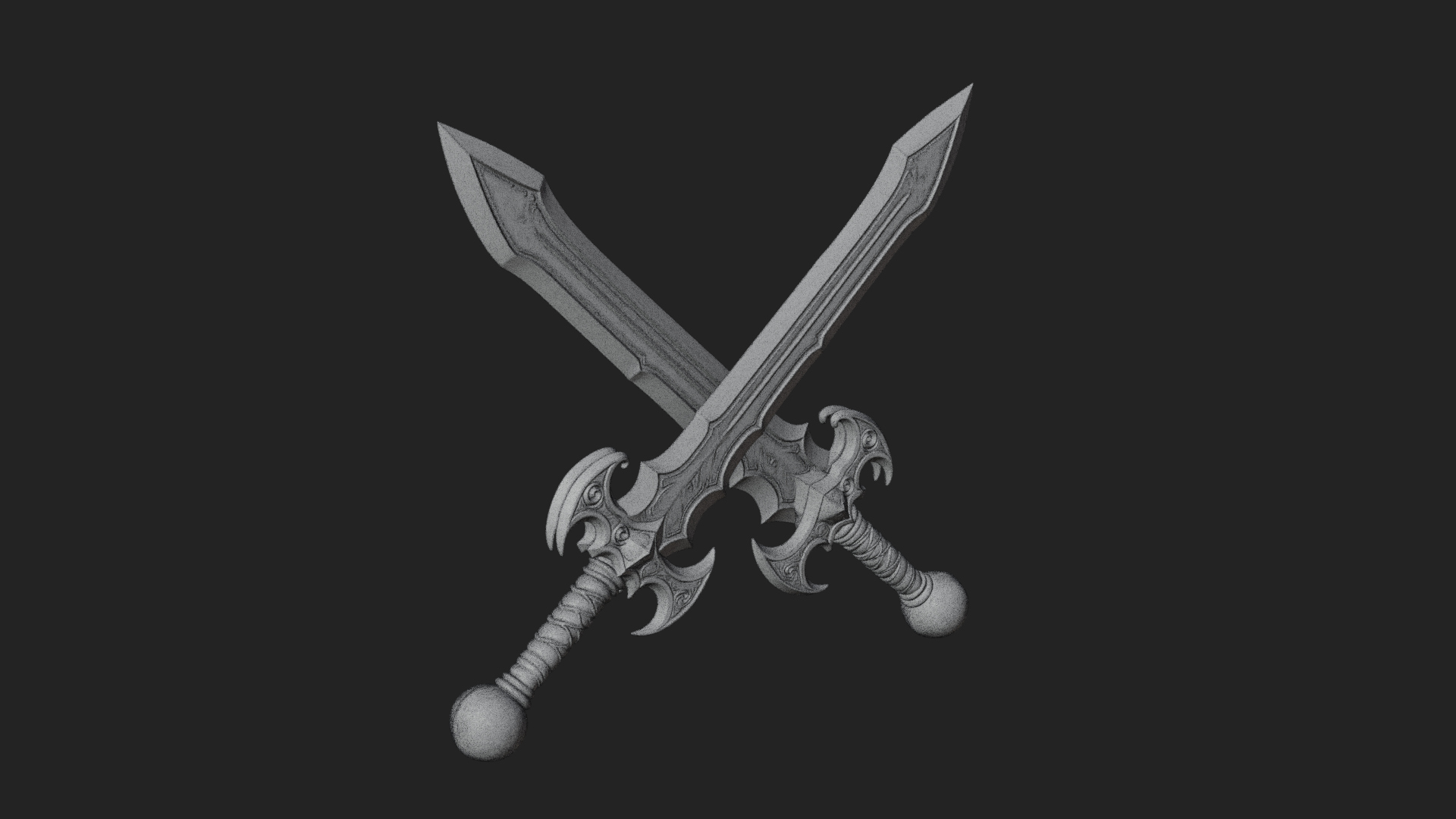 Carved Blade Longsword Model Design 10 3D Print Model 3D Model